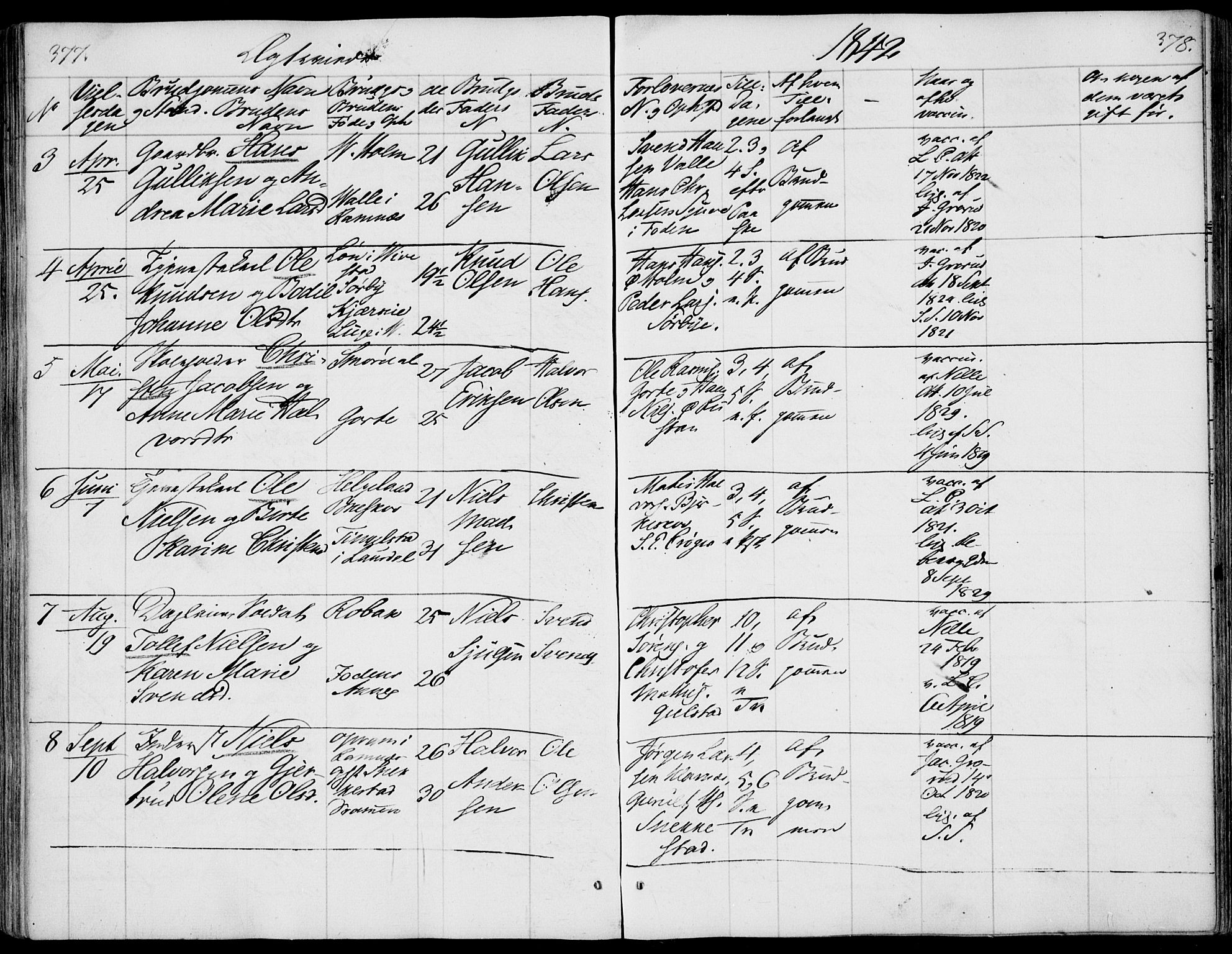 Våle kirkebøker, SAKO/A-334/F/Fa/L0009a: Parish register (official) no. I 9A, 1839-1860, p. 377-378