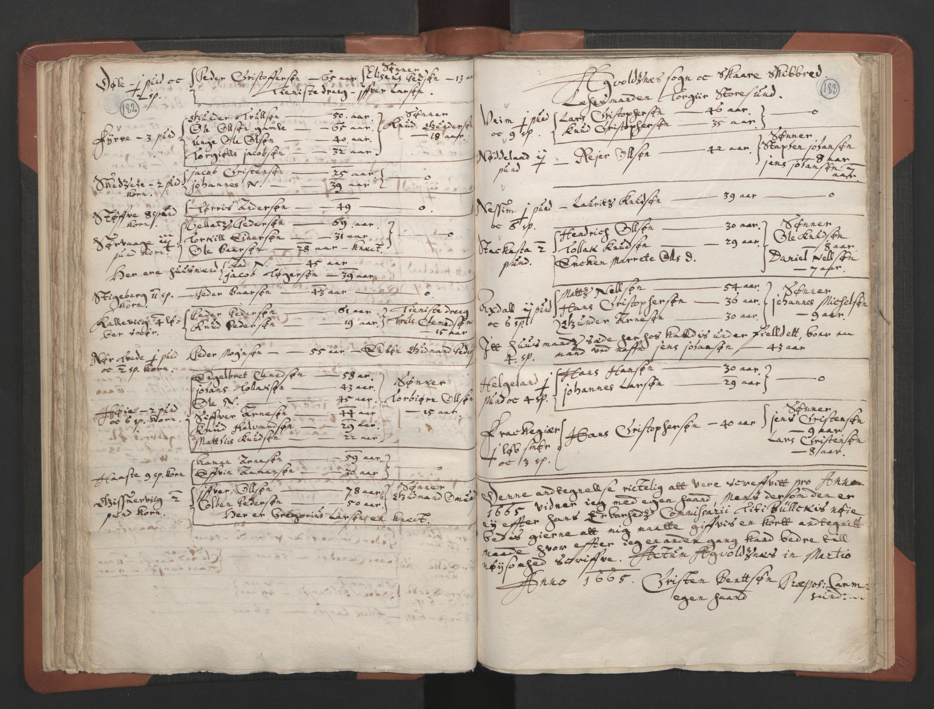 RA, Vicar's Census 1664-1666, no. 18: Stavanger deanery and Karmsund deanery, 1664-1666, p. 182-183