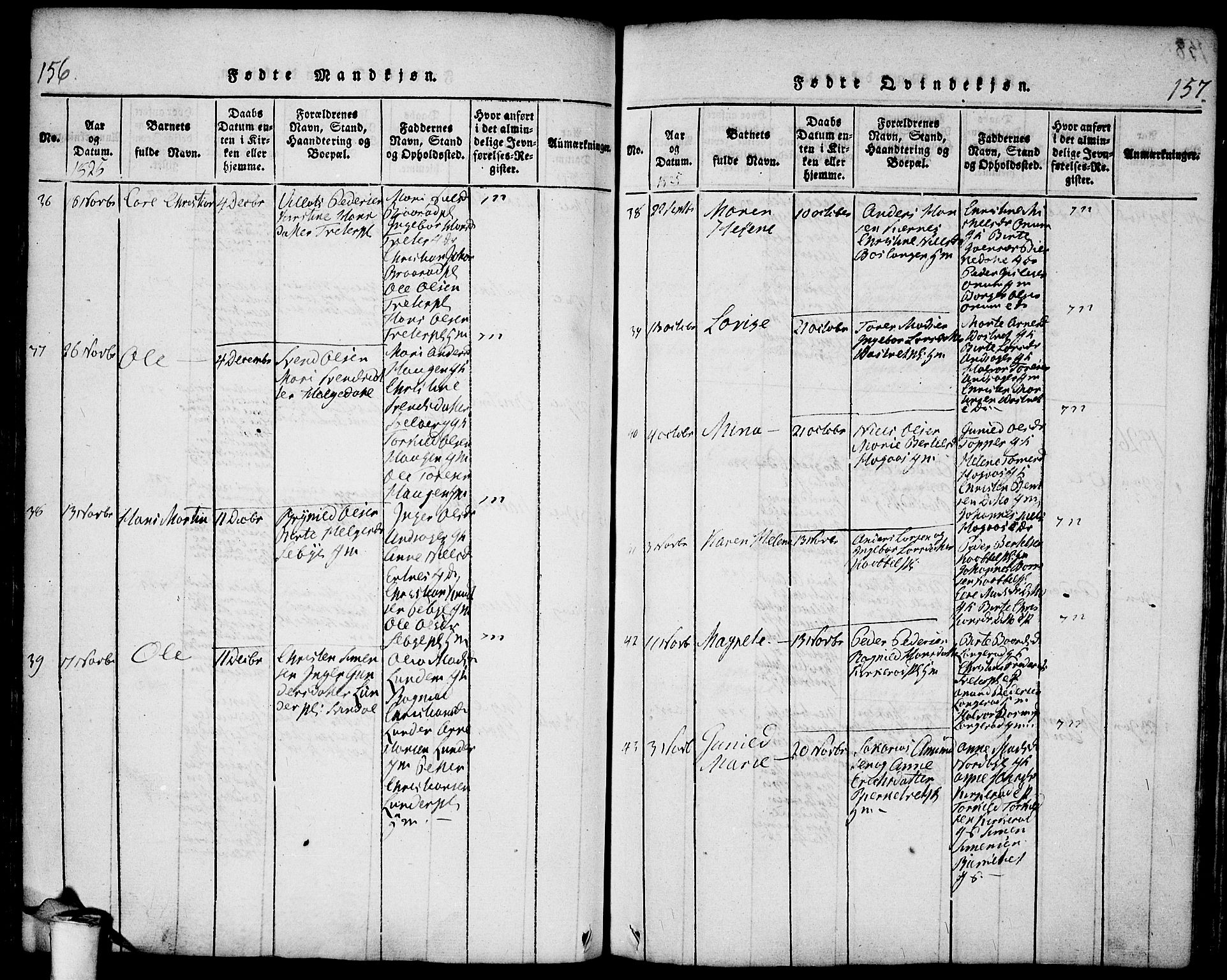 Våler prestekontor Kirkebøker, SAO/A-11083/F/Fa/L0005: Parish register (official) no. I 5, 1815-1839, p. 156-157
