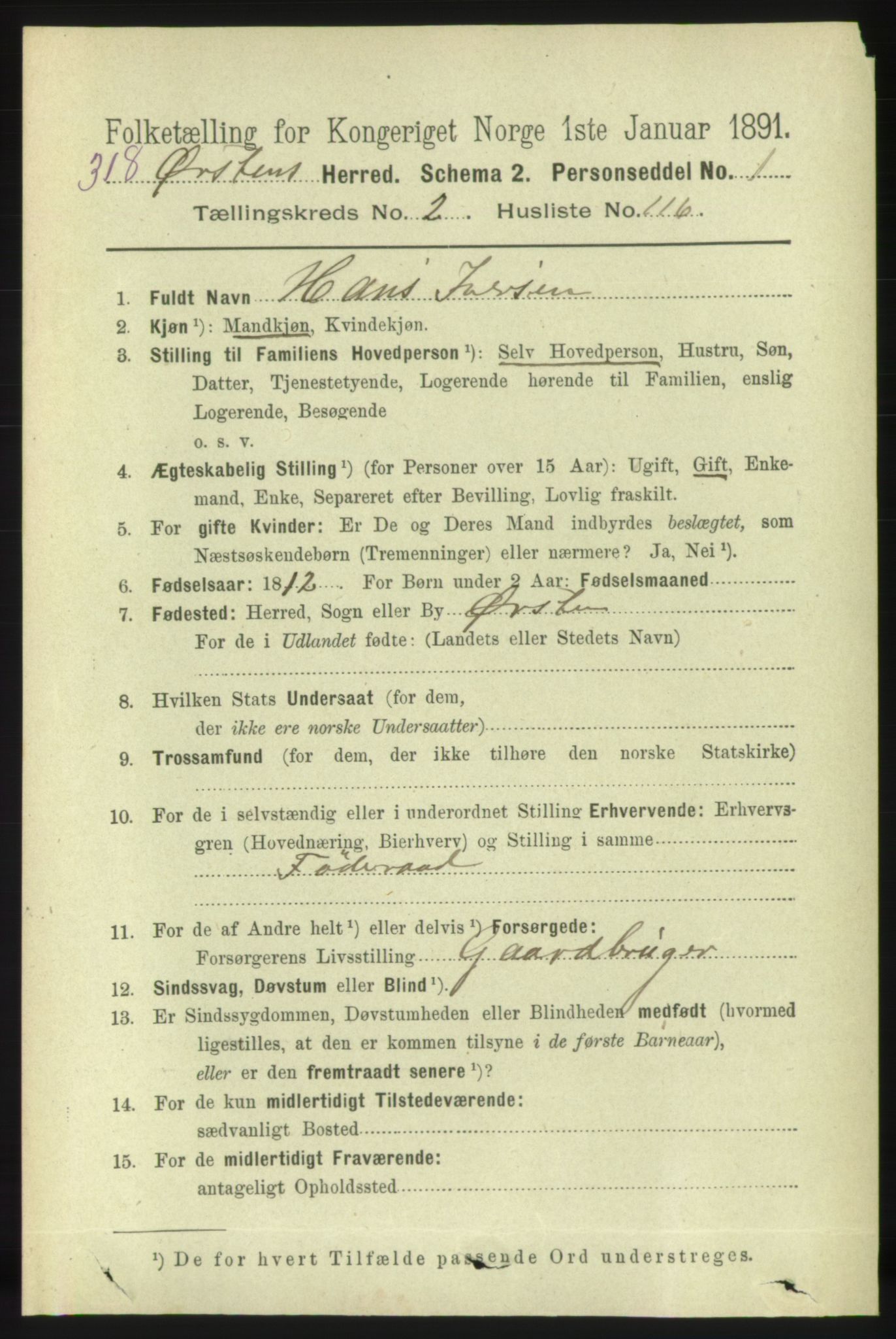 RA, 1891 census for 1520 Ørsta, 1891, p. 1147