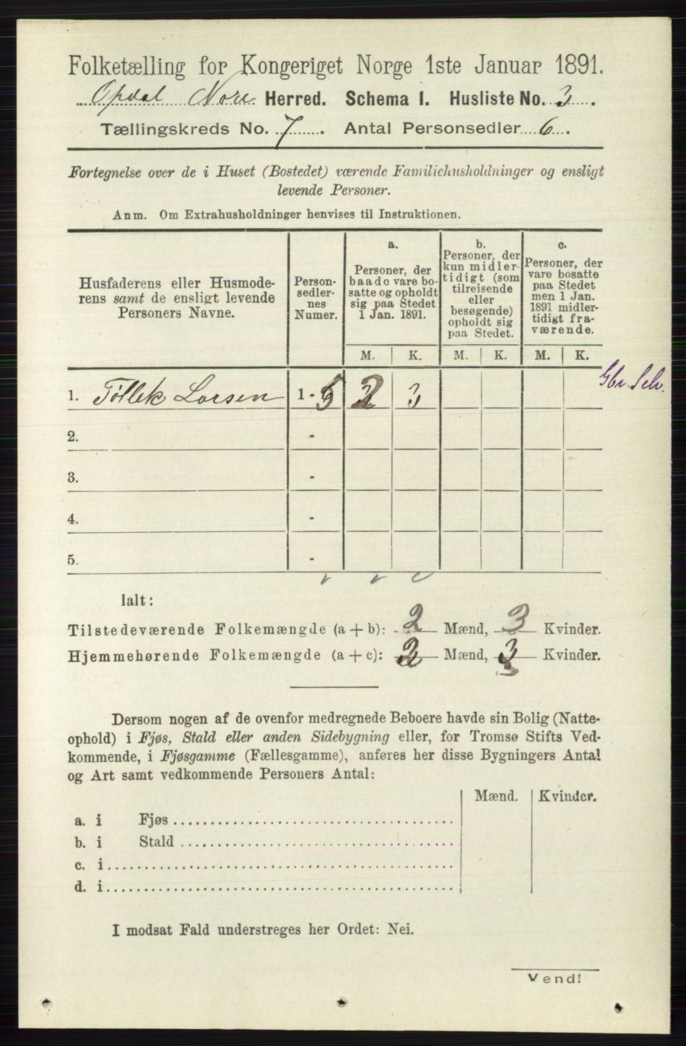 RA, 1891 census for 0633 Nore, 1891, p. 2565