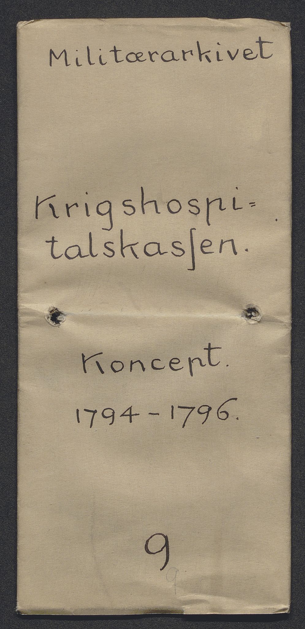 Forsvaret, Den norske kvesthuskasse/krigshospitalkasse, RA/RAFA-1887/F/Fa/L0009: Konsepter, 1794-1796, p. 1