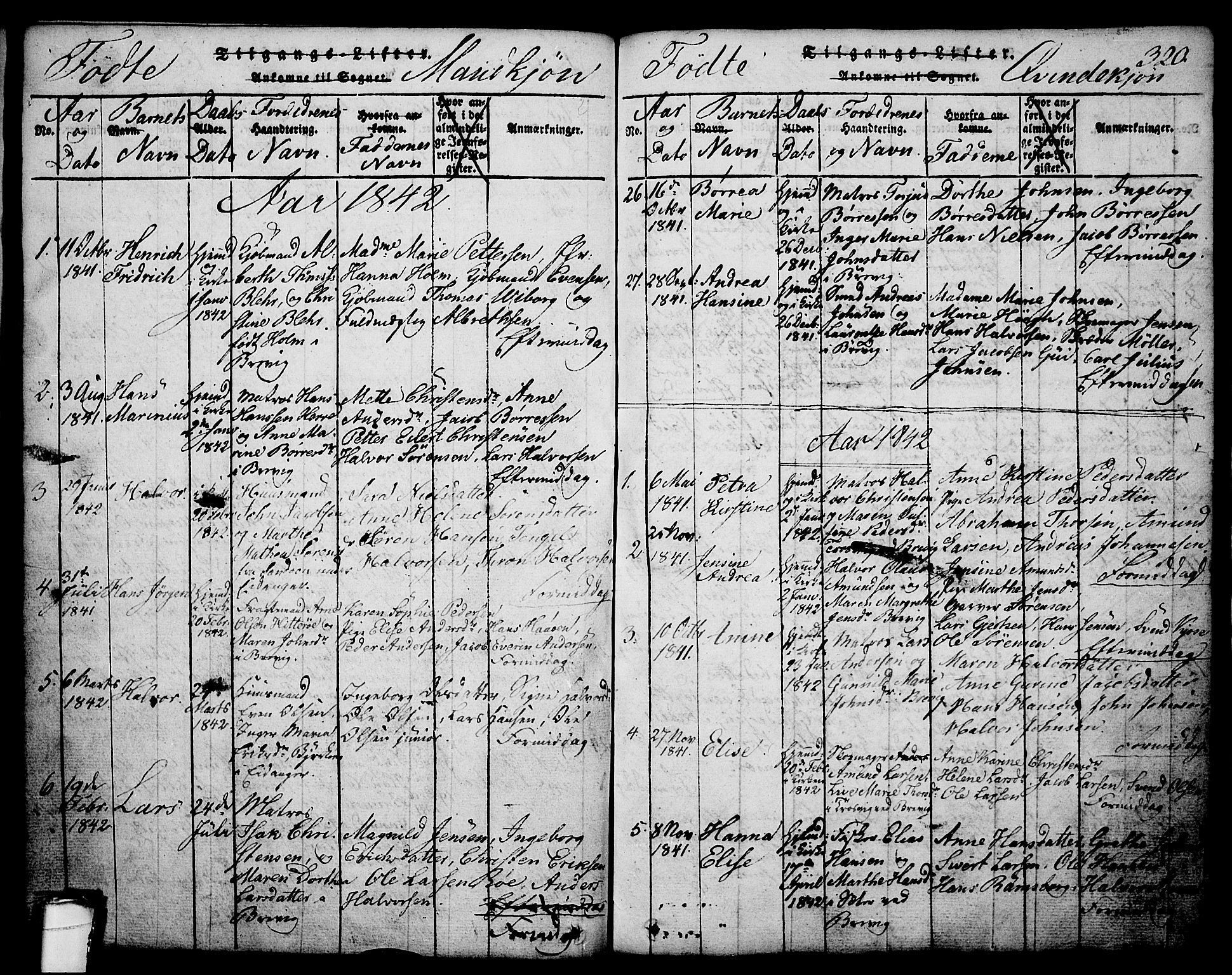 Brevik kirkebøker, SAKO/A-255/G/Ga/L0001: Parish register (copy) no. 1, 1814-1845, p. 320