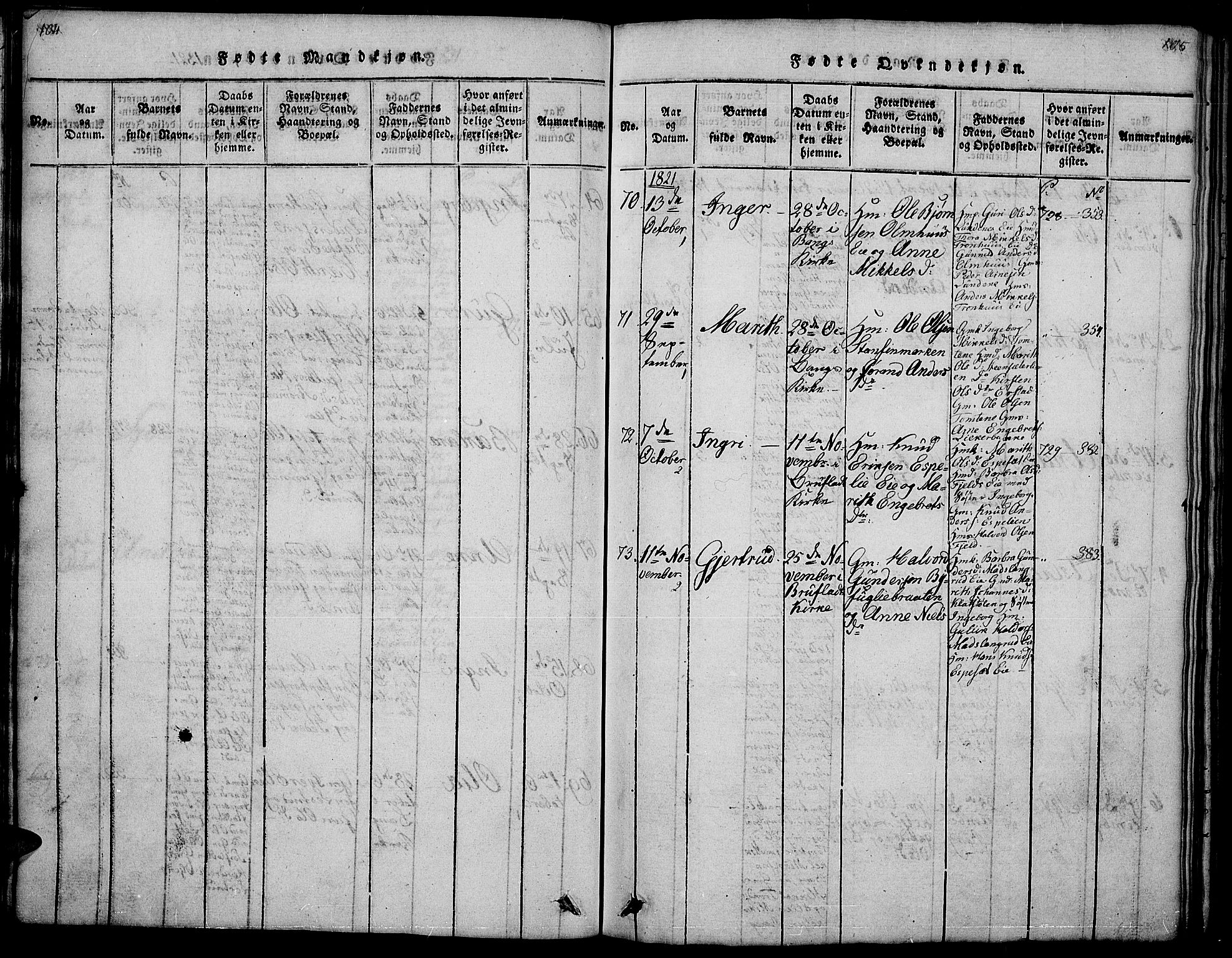 Sør-Aurdal prestekontor, SAH/PREST-128/H/Ha/Hab/L0001: Parish register (copy) no. 1, 1815-1826, p. 104-105