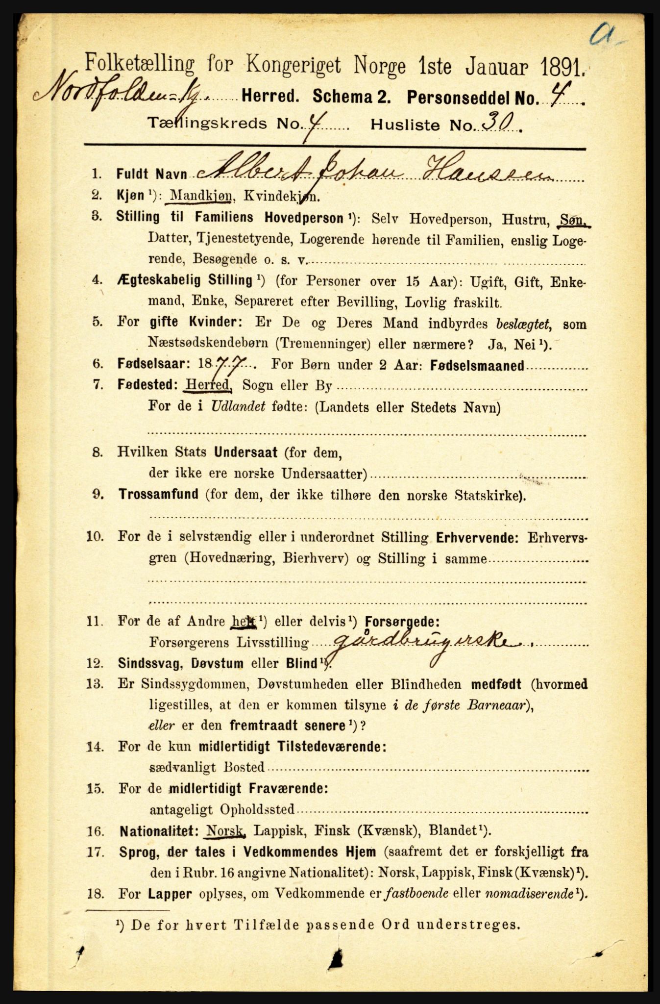 RA, 1891 census for 1846 Nordfold-Kjerringøy, 1891, p. 1122