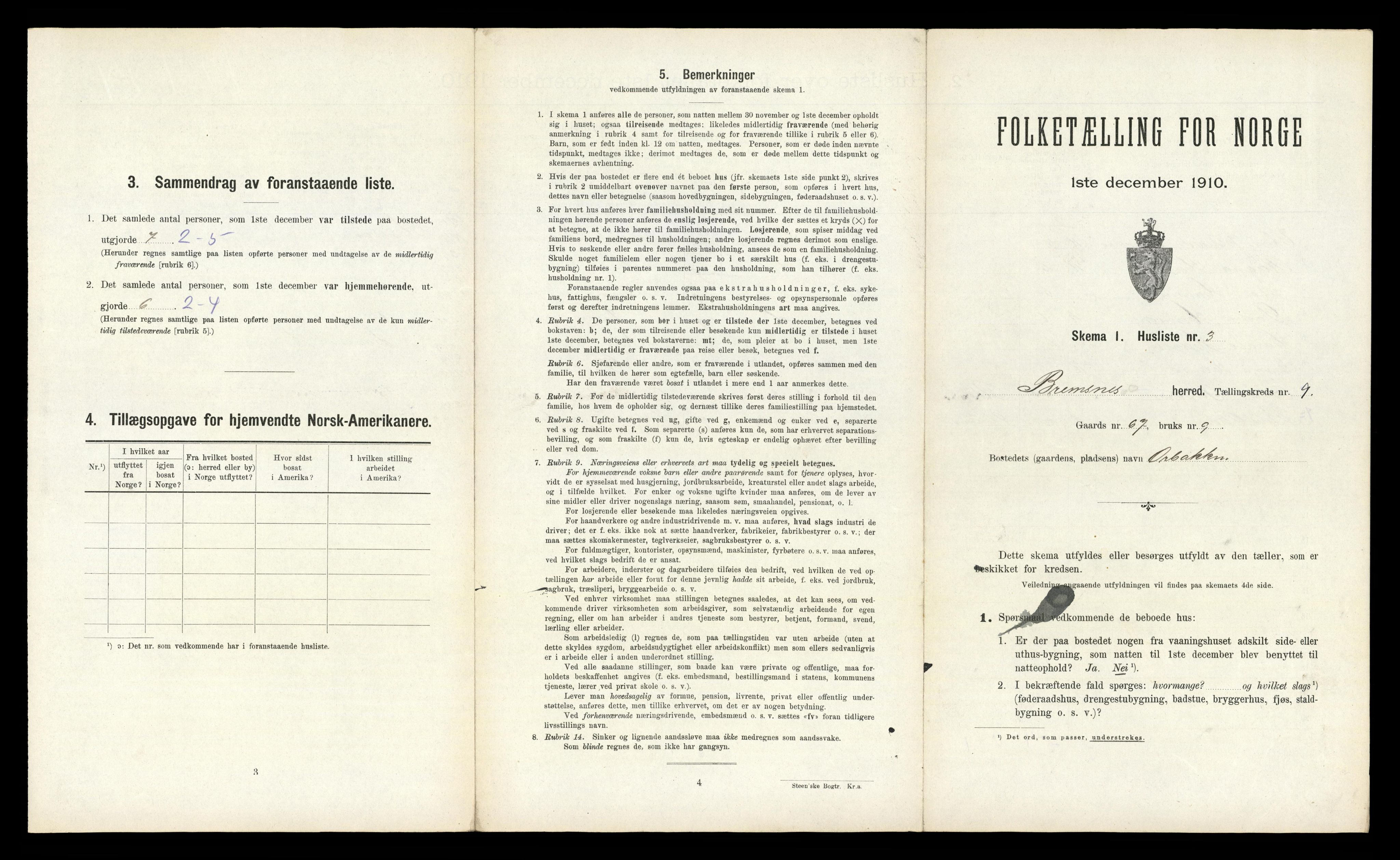 RA, 1910 census for Bremsnes, 1910, p. 1152