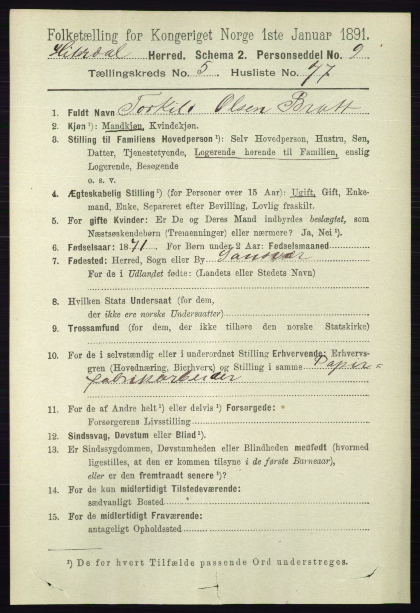 RA, 1891 census for 0823 Heddal, 1891, p. 2517