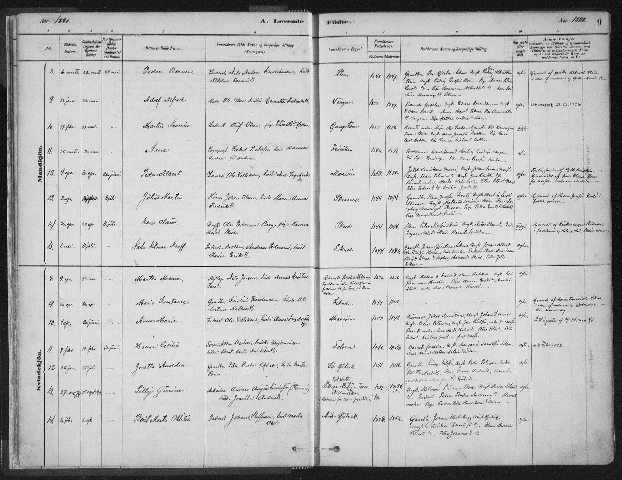 Ministerialprotokoller, klokkerbøker og fødselsregistre - Nord-Trøndelag, SAT/A-1458/788/L0697: Parish register (official) no. 788A04, 1878-1902, p. 9