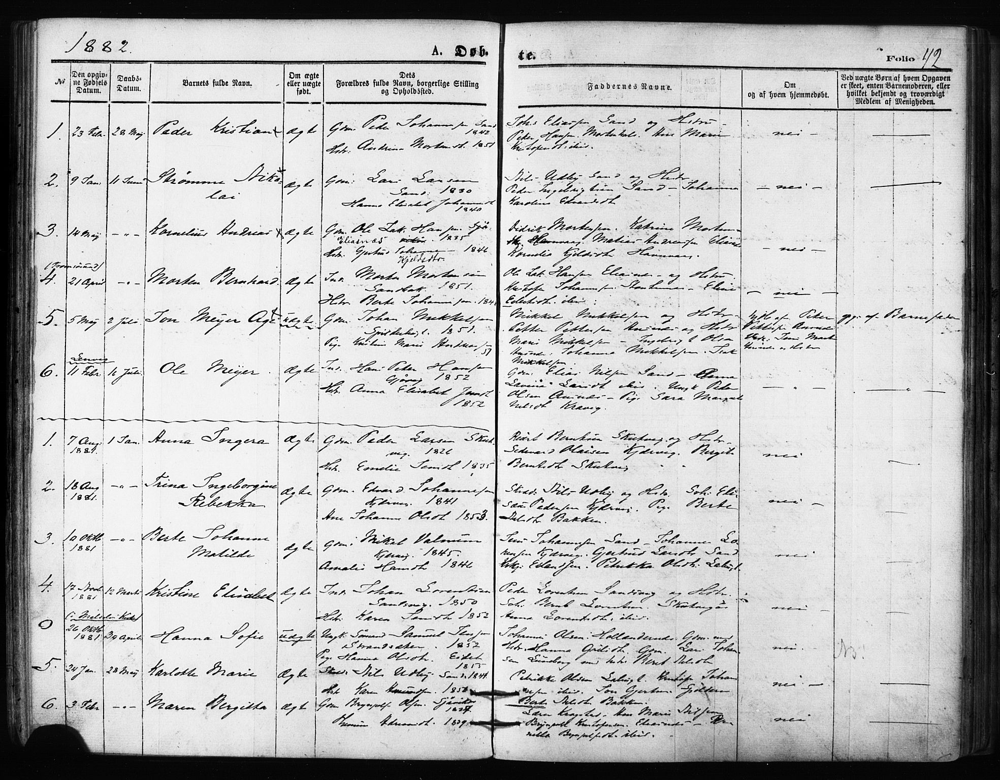 Balsfjord sokneprestembete, AV/SATØ-S-1303/G/Gaa/L0002kirke: Parish register (official) no. 2, 1871-1886, p. 42