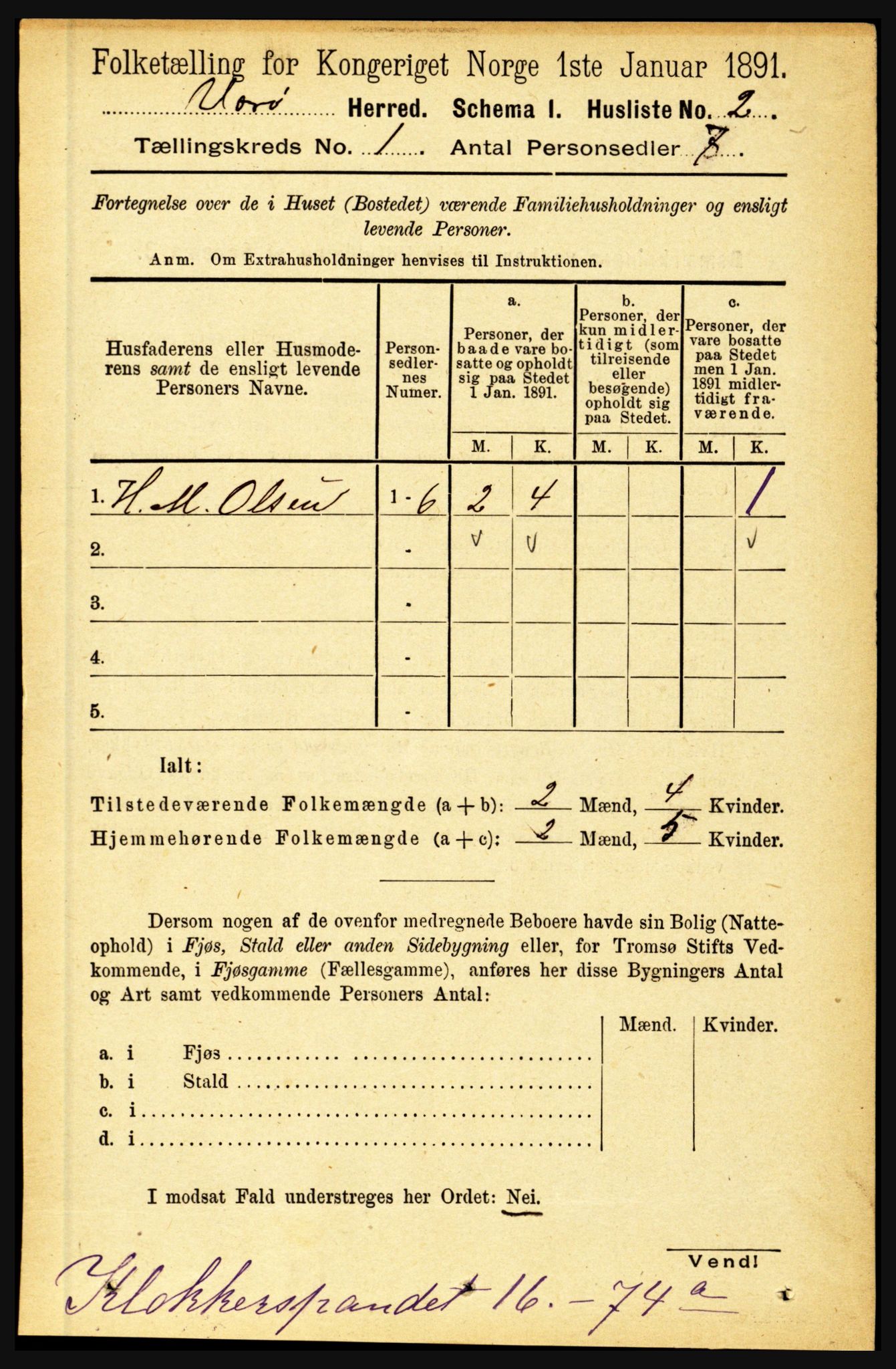 RA, 1891 census for 1857 Værøy, 1891, p. 15