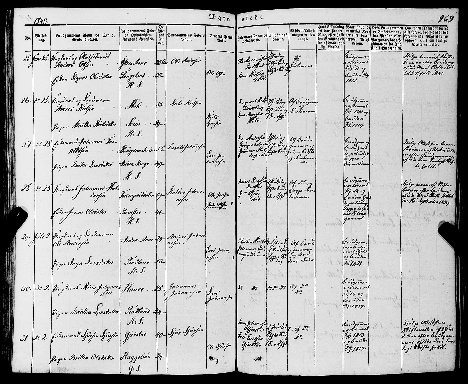 Haus sokneprestembete, SAB/A-75601/H/Haa: Parish register (official) no. A 15, 1838-1847, p. 269