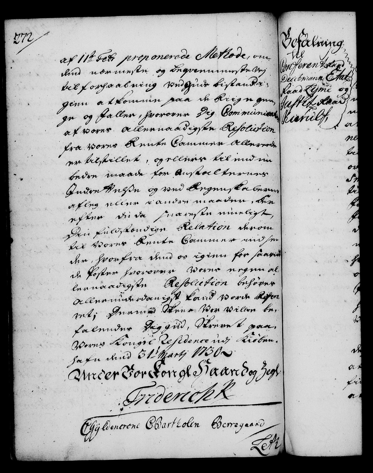 Rentekammeret, Kammerkanselliet, RA/EA-3111/G/Gg/Gga/L0003: Norsk ekspedisjonsprotokoll med register (merket RK 53.3), 1727-1734, p. 272