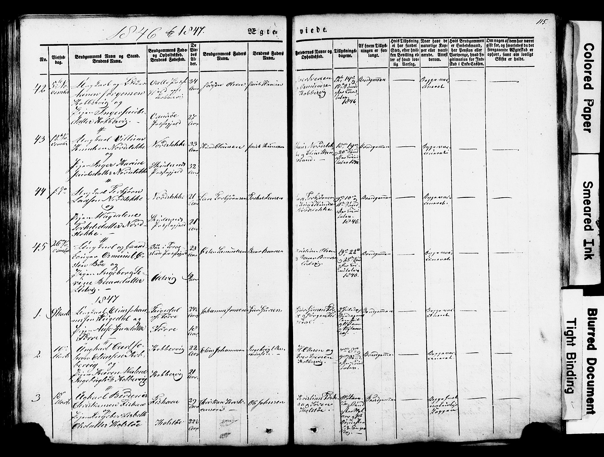 Avaldsnes sokneprestkontor, SAST/A -101851/H/Ha/Haa/L0007: Parish register (official) no. A 7, 1841-1853, p. 115