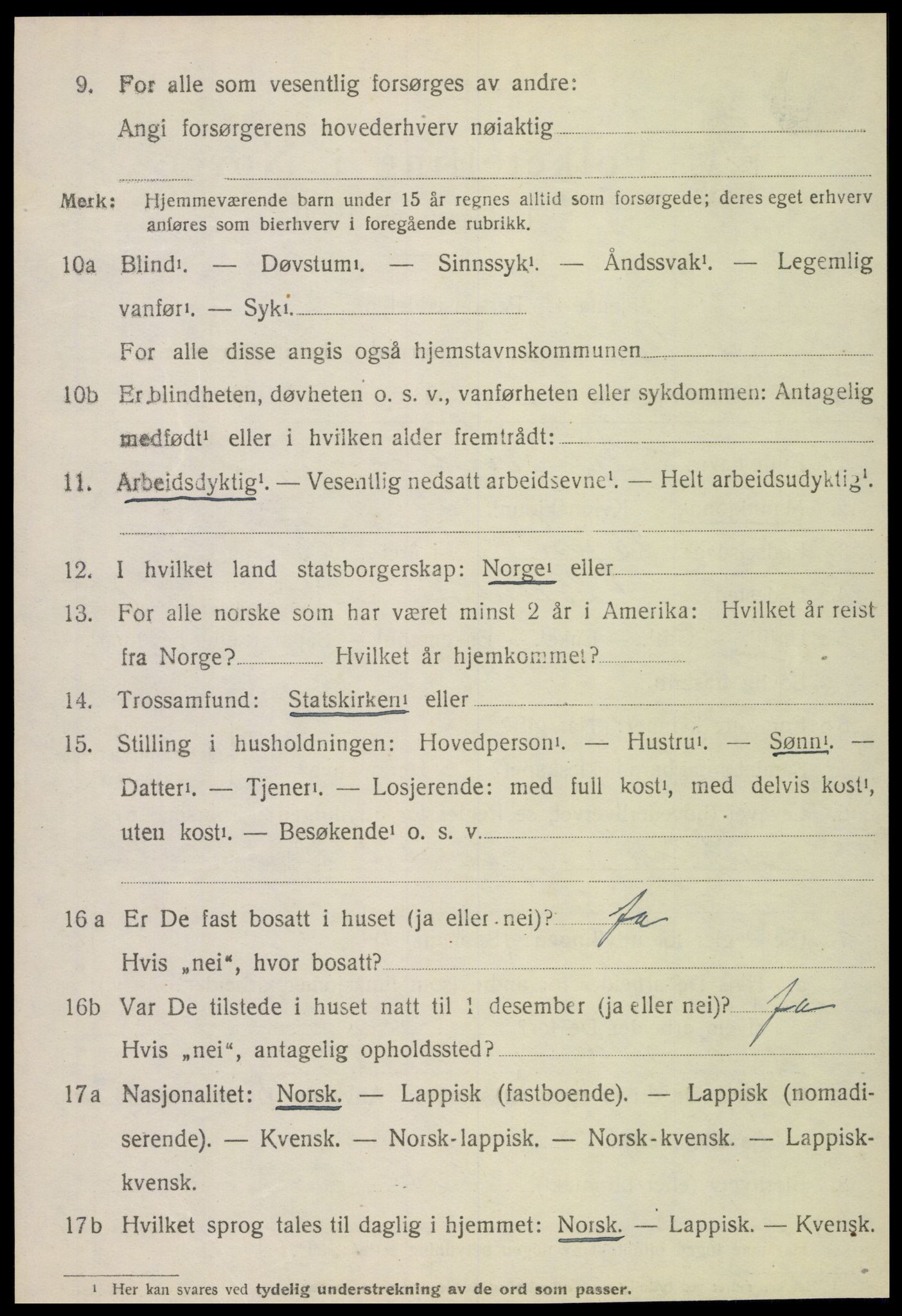 SAT, 1920 census for Vikna, 1920, p. 4986