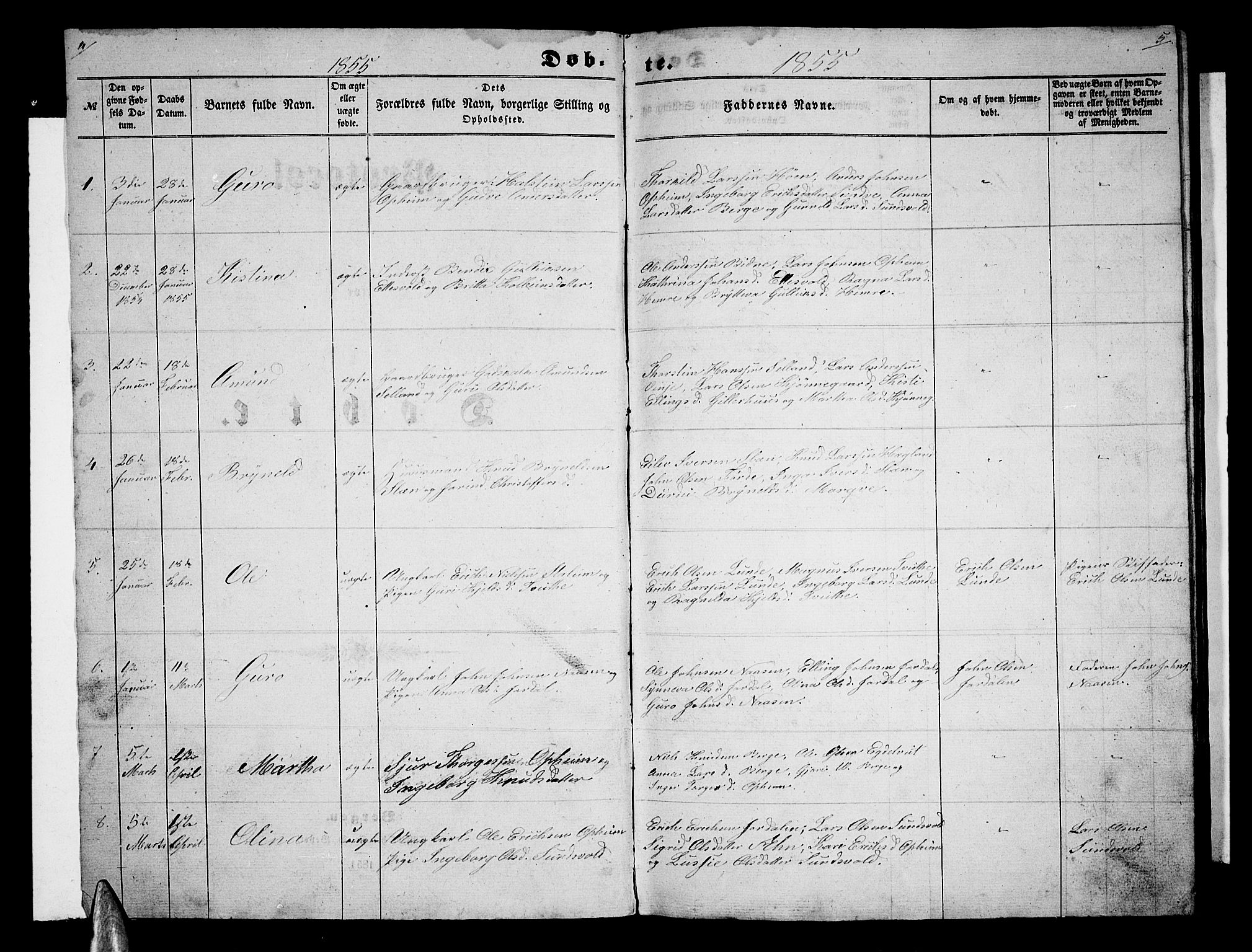 Vossestrand Sokneprestembete, AV/SAB-A-79101/H/Hab: Parish register (copy) no. A 1, 1855-1879