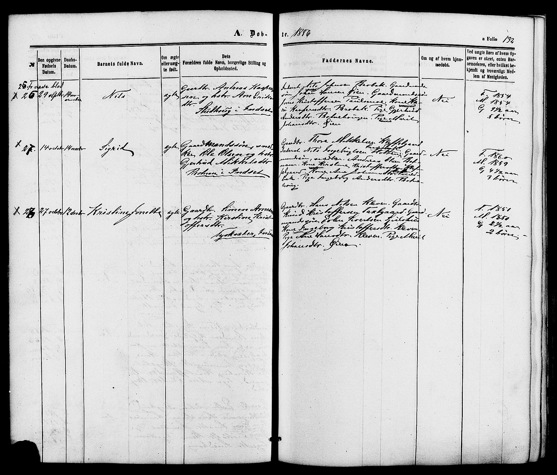 Kvikne prestekontor, AV/SAH-PREST-064/H/Ha/Haa/L0006: Parish register (official) no. 6, 1863-1886, p. 132