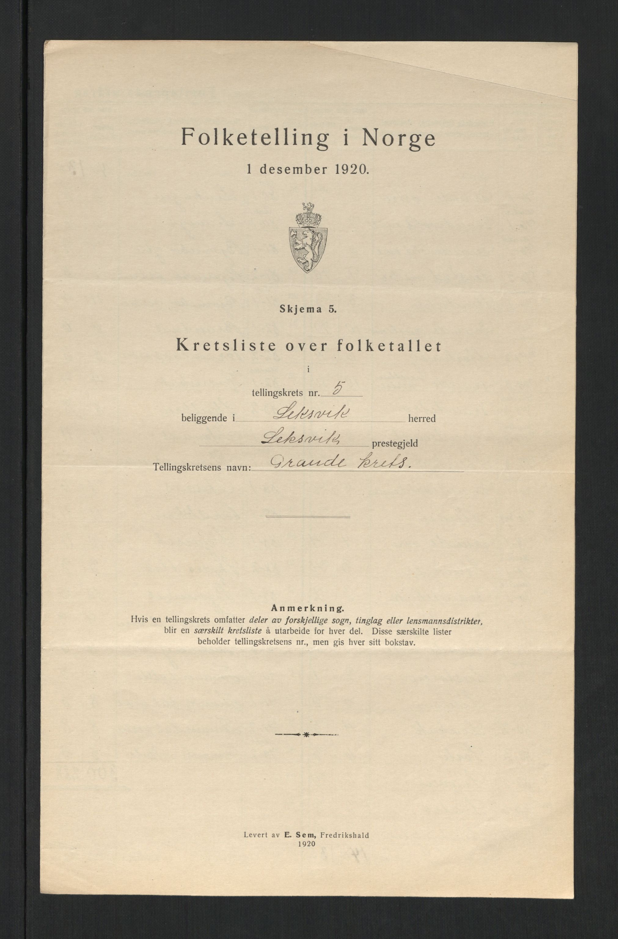 SAT, 1920 census for Leksvik, 1920, p. 27