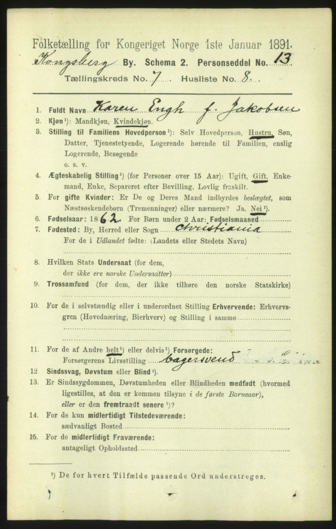 RA, 1891 census for 0604 Kongsberg, 1891, p. 5072