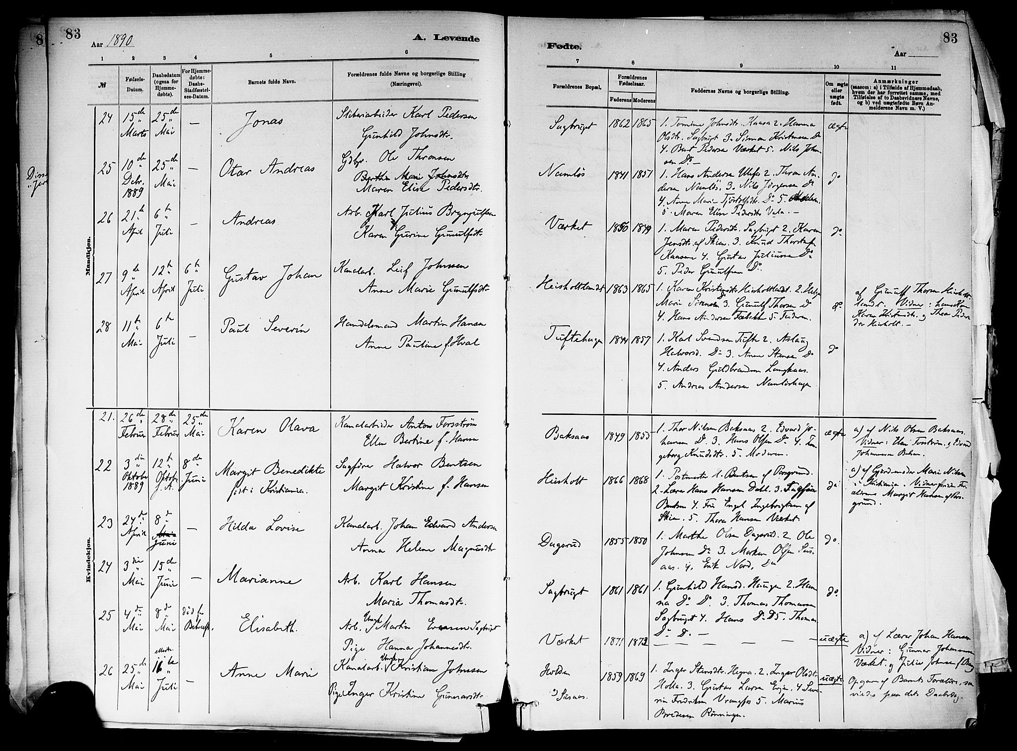 Holla kirkebøker, AV/SAKO-A-272/F/Fa/L0008: Parish register (official) no. 8, 1882-1897, p. 83