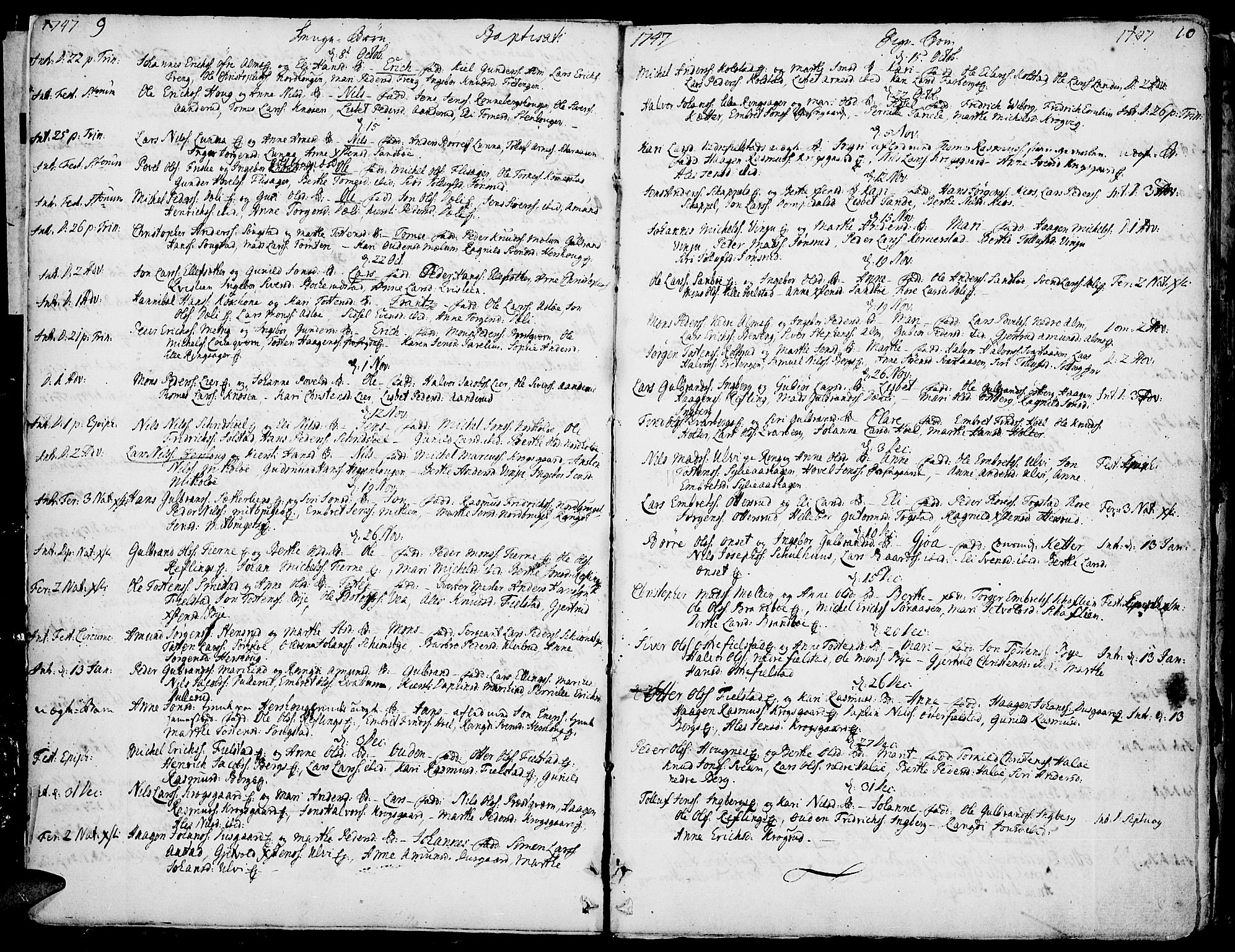 Ringsaker prestekontor, AV/SAH-PREST-014/K/Ka/L0002: Parish register (official) no. 2, 1747-1774, p. 9-10