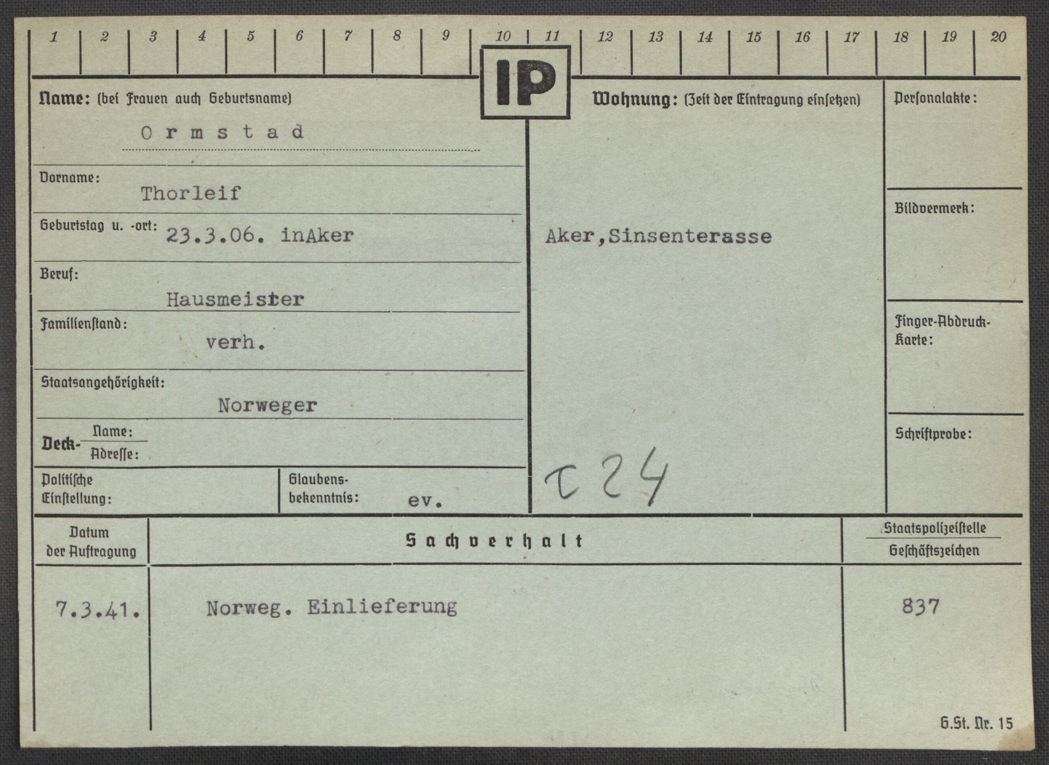 Befehlshaber der Sicherheitspolizei und des SD, AV/RA-RAFA-5969/E/Ea/Eaa/L0008: Register over norske fanger i Møllergata 19: Oelze-Ru, 1940-1945, p. 486