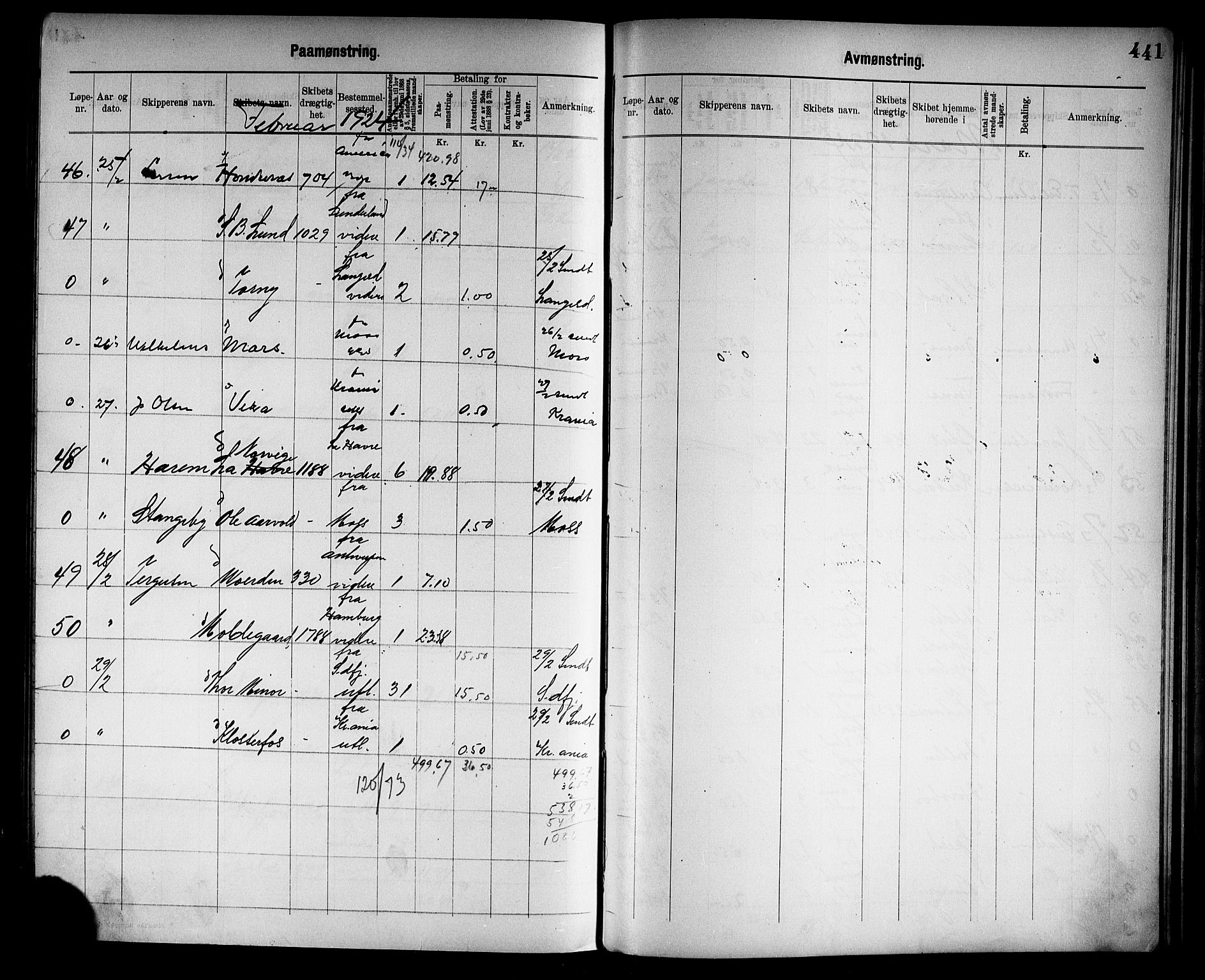 Tønsberg innrulleringskontor, AV/SAKO-A-786/H/Ha/L0007: Mønstringsjournal, 1915-1925, p. 444