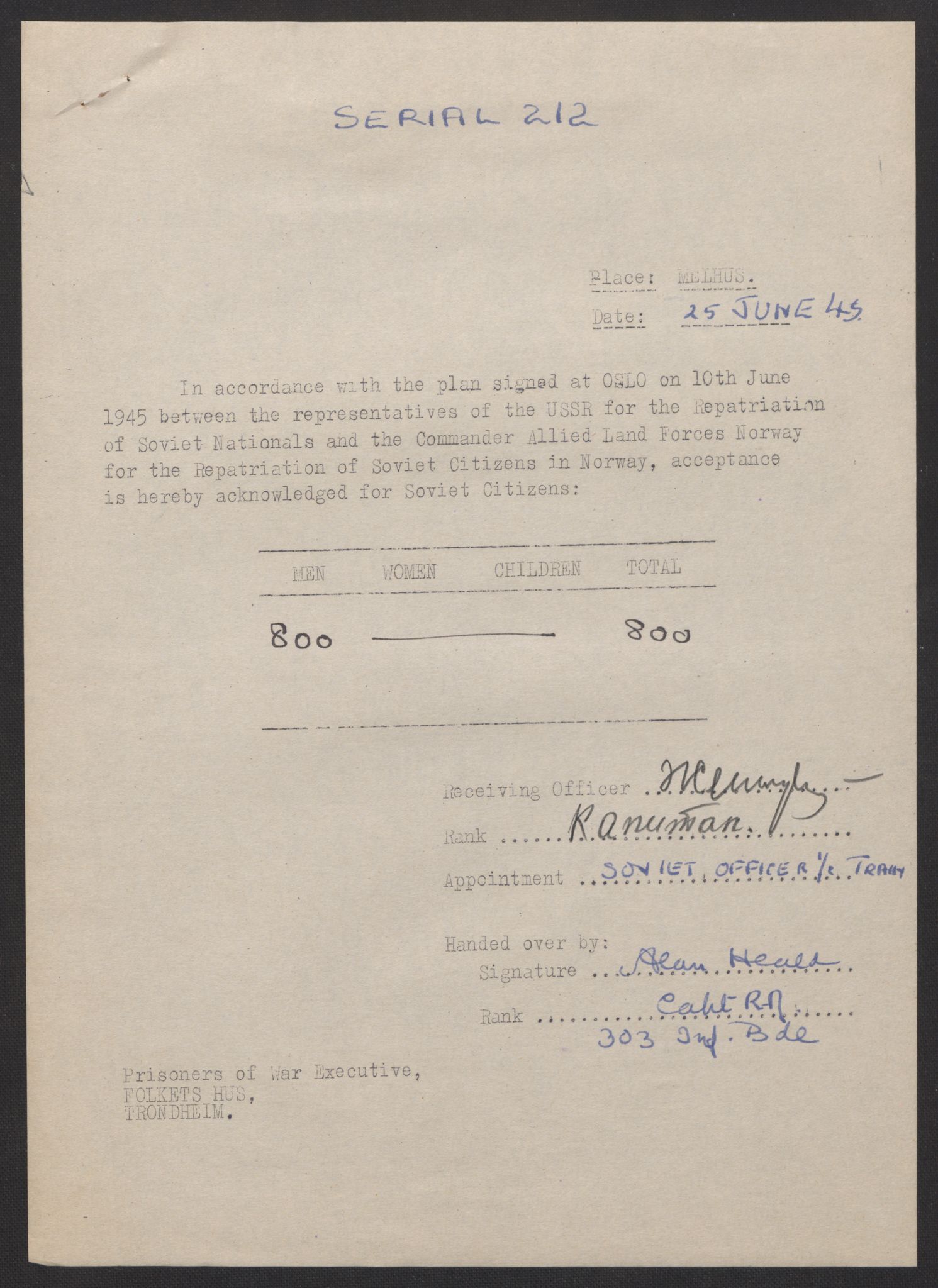 Flyktnings- og fangedirektoratet, Repatrieringskontoret, AV/RA-S-1681/D/Db/L0017: Displaced Persons (DPs) og sivile tyskere, 1945-1948, p. 126