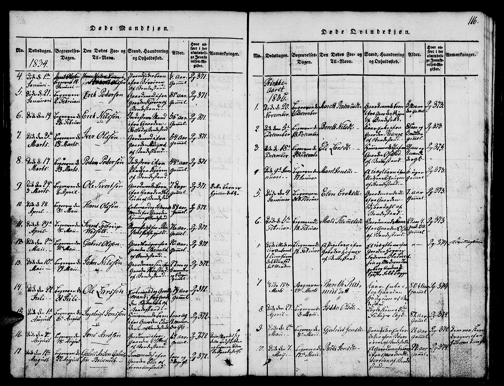 Ministerialprotokoller, klokkerbøker og fødselsregistre - Sør-Trøndelag, SAT/A-1456/665/L0776: Parish register (copy) no. 665C01, 1817-1837, p. 116