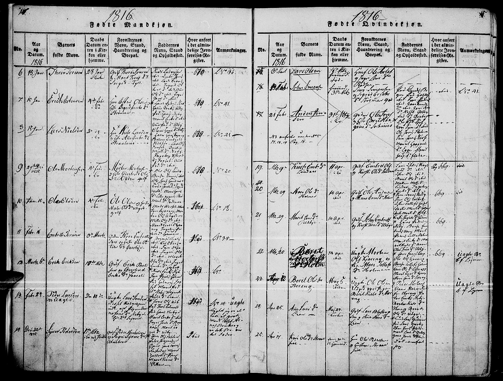Tynset prestekontor, SAH/PREST-058/H/Ha/Haa/L0018: Parish register (official) no. 18, 1815-1829, p. 14-15