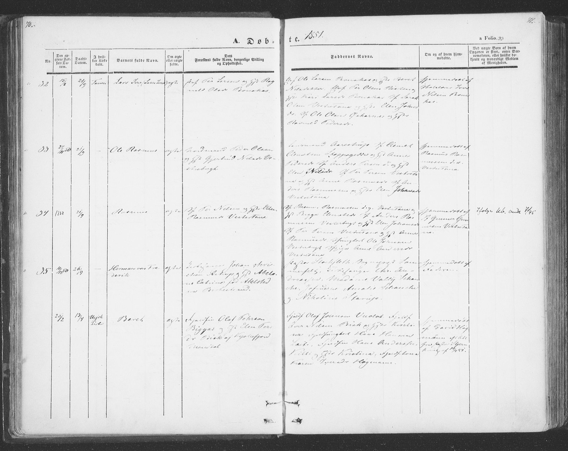 Tana sokneprestkontor, AV/SATØ-S-1334/H/Ha/L0001kirke: Parish register (official) no. 1, 1846-1861, p. 33