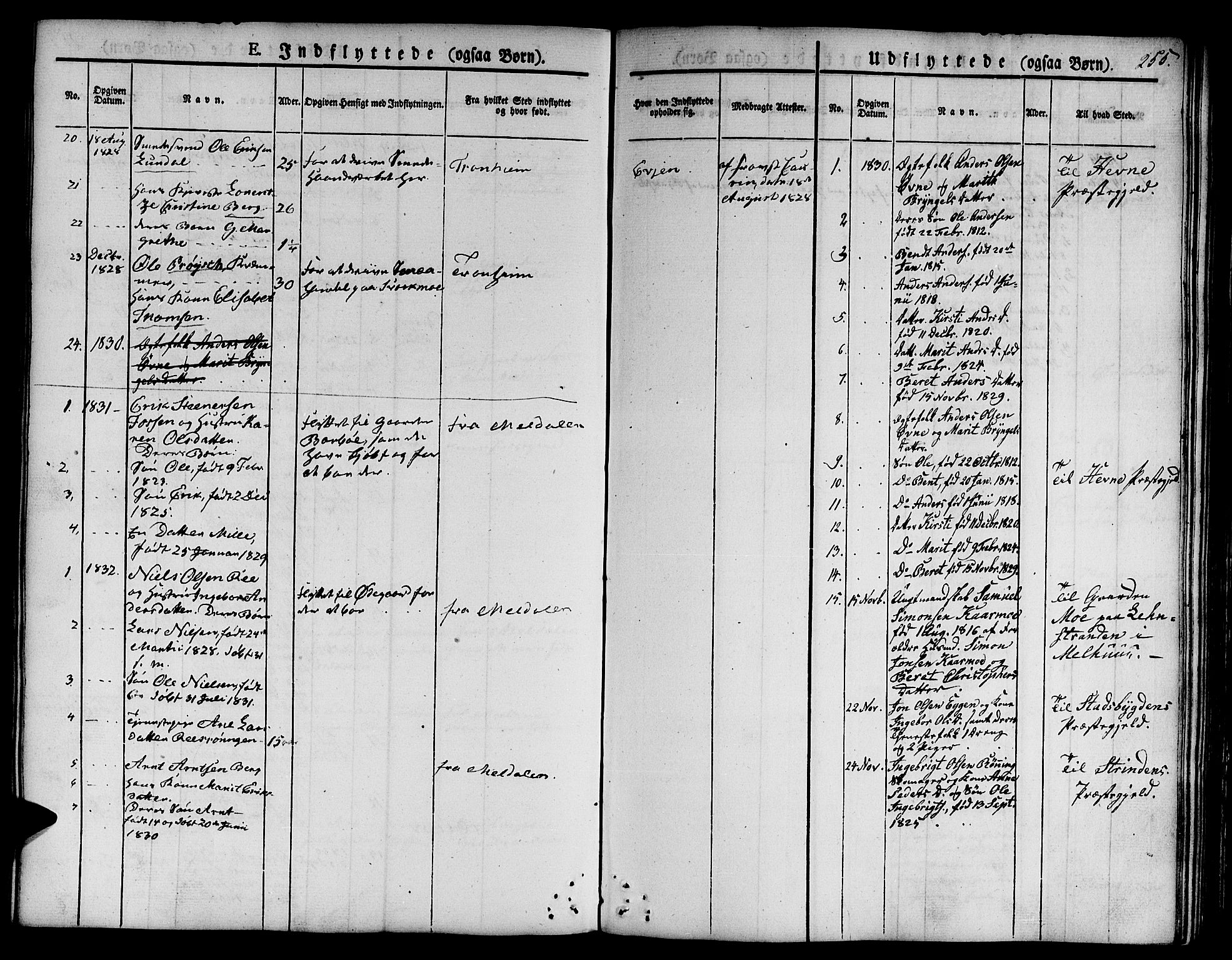 Ministerialprotokoller, klokkerbøker og fødselsregistre - Sør-Trøndelag, SAT/A-1456/668/L0804: Parish register (official) no. 668A04, 1826-1839, p. 255