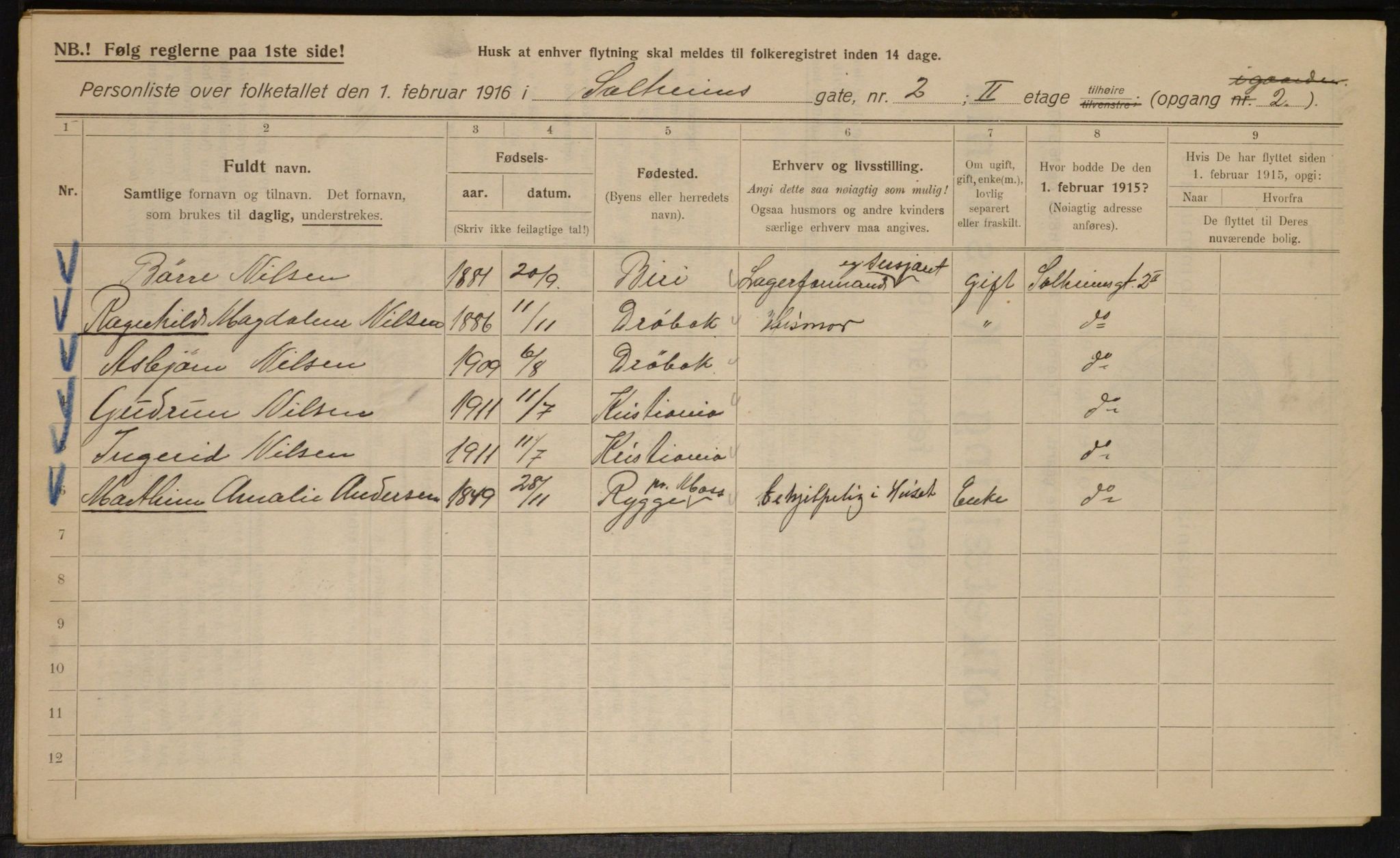 OBA, Municipal Census 1916 for Kristiania, 1916, p. 102032