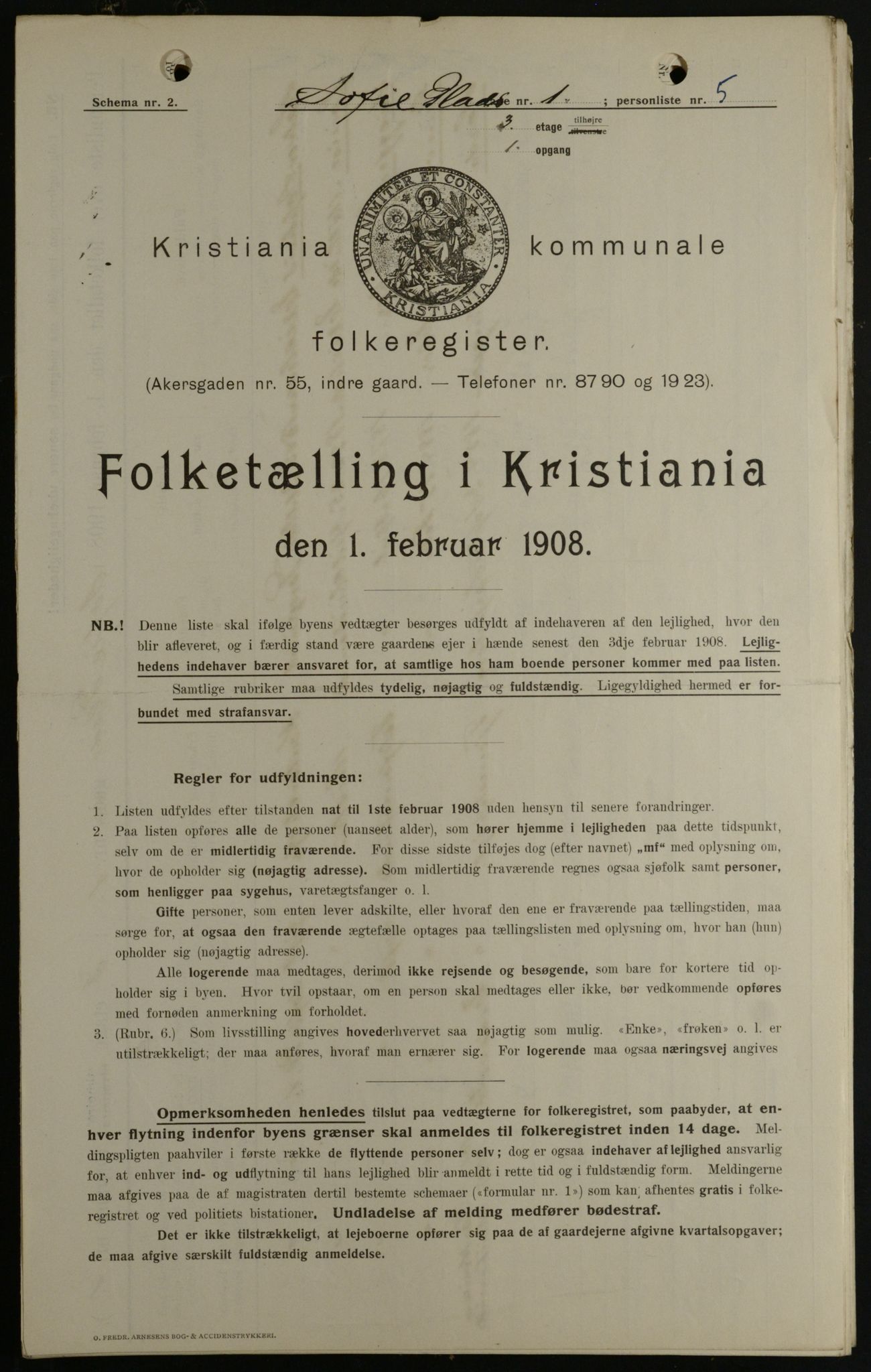 OBA, Municipal Census 1908 for Kristiania, 1908, p. 89522