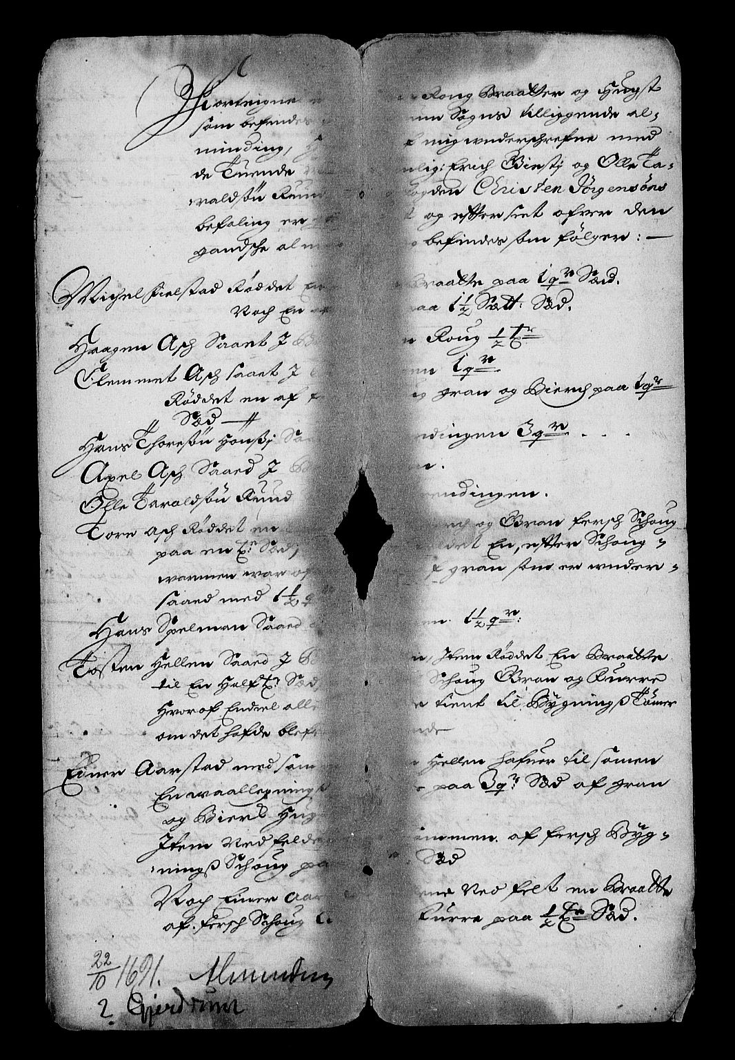 Stattholderembetet 1572-1771, RA/EA-2870/Af/L0004: Avskrifter av vedlegg til originale supplikker, nummerert i samsvar med supplikkbøkene, 1691-1694, p. 206