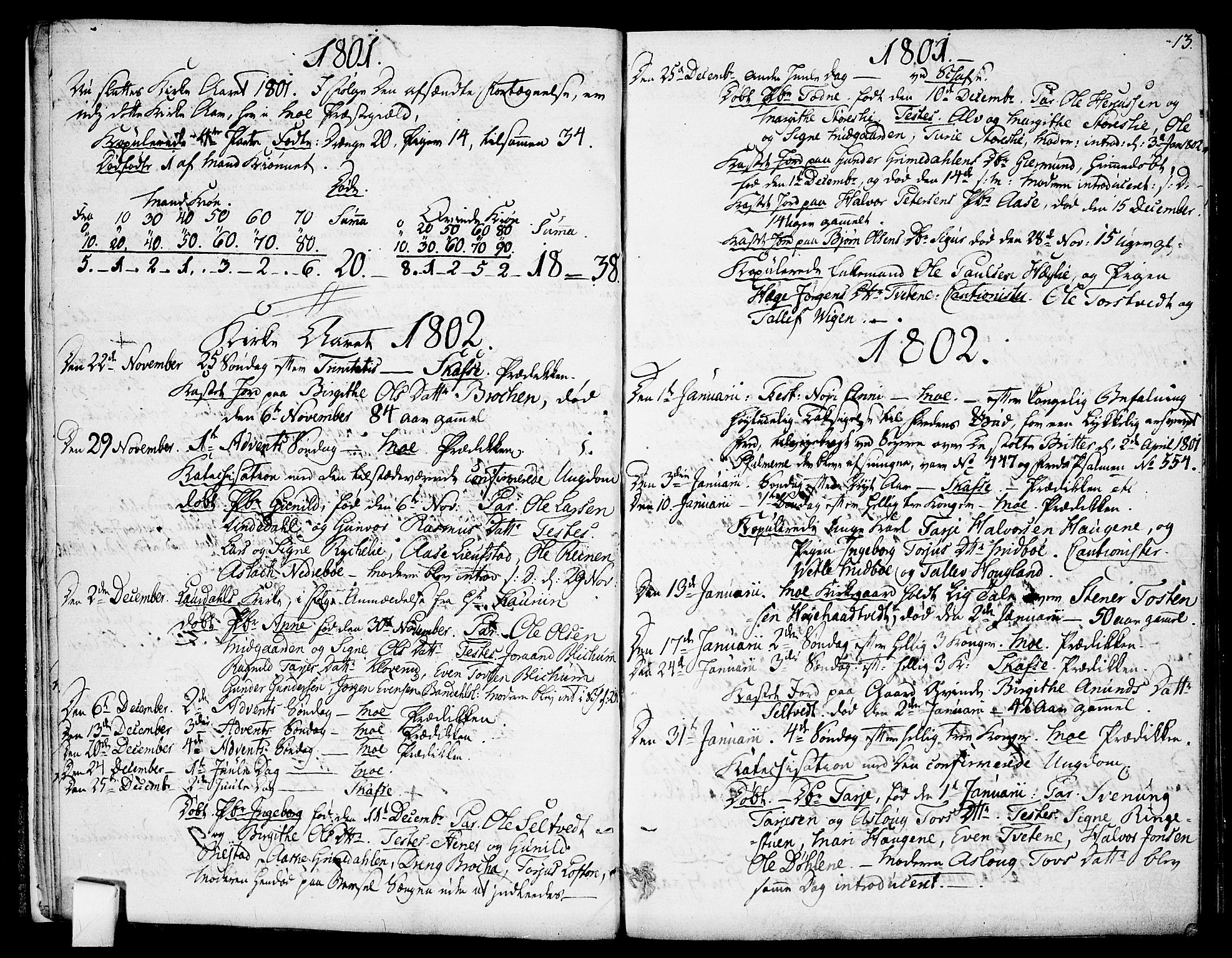 Mo kirkebøker, SAKO/A-286/F/Fa/L0003: Parish register (official) no. I 3, 1800-1814, p. 13