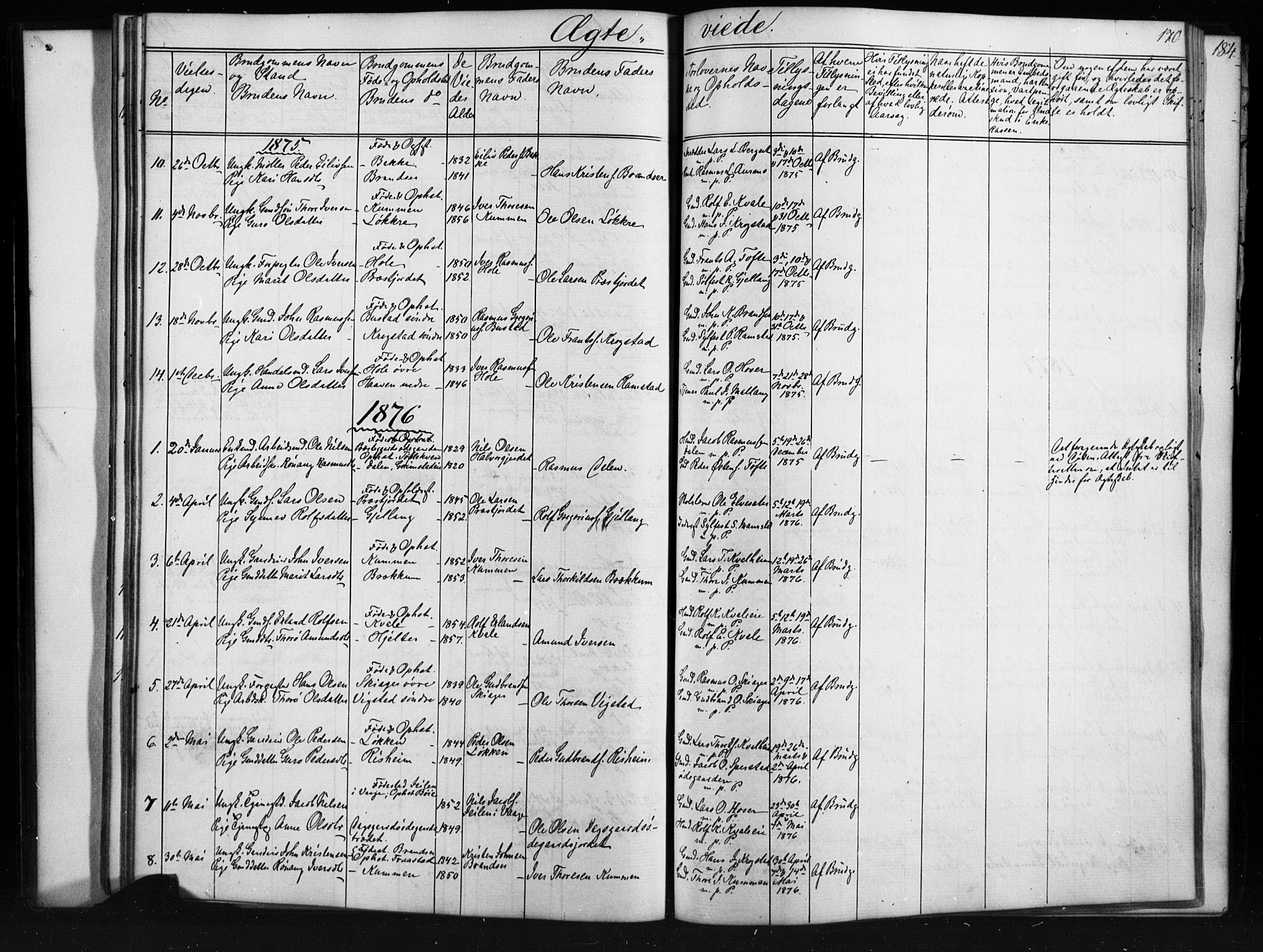 Skjåk prestekontor, SAH/PREST-072/H/Ha/Hab/L0001: Parish register (copy) no. 1, 1865-1893, p. 170