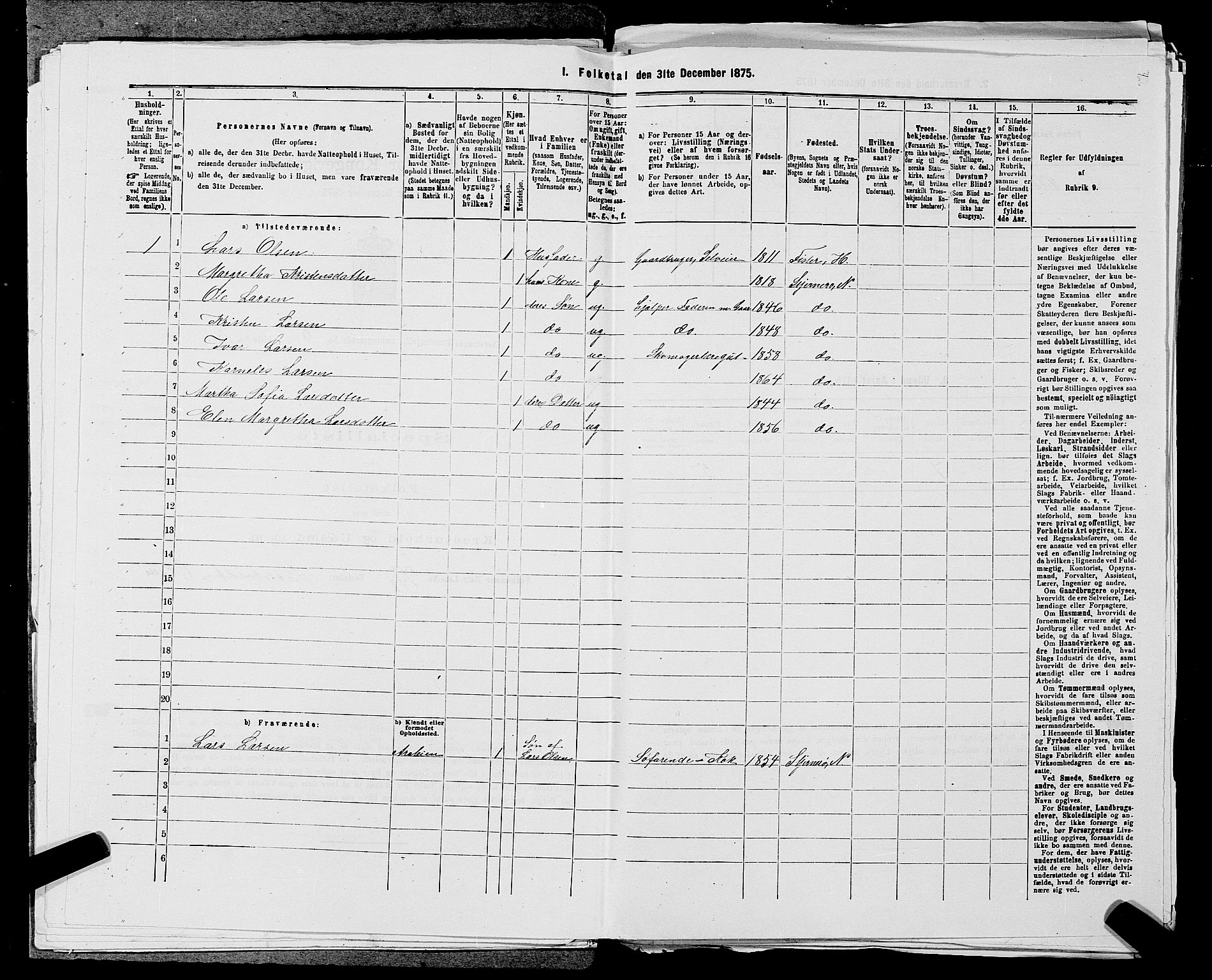 SAST, 1875 census for 1139P Nedstrand, 1875, p. 892