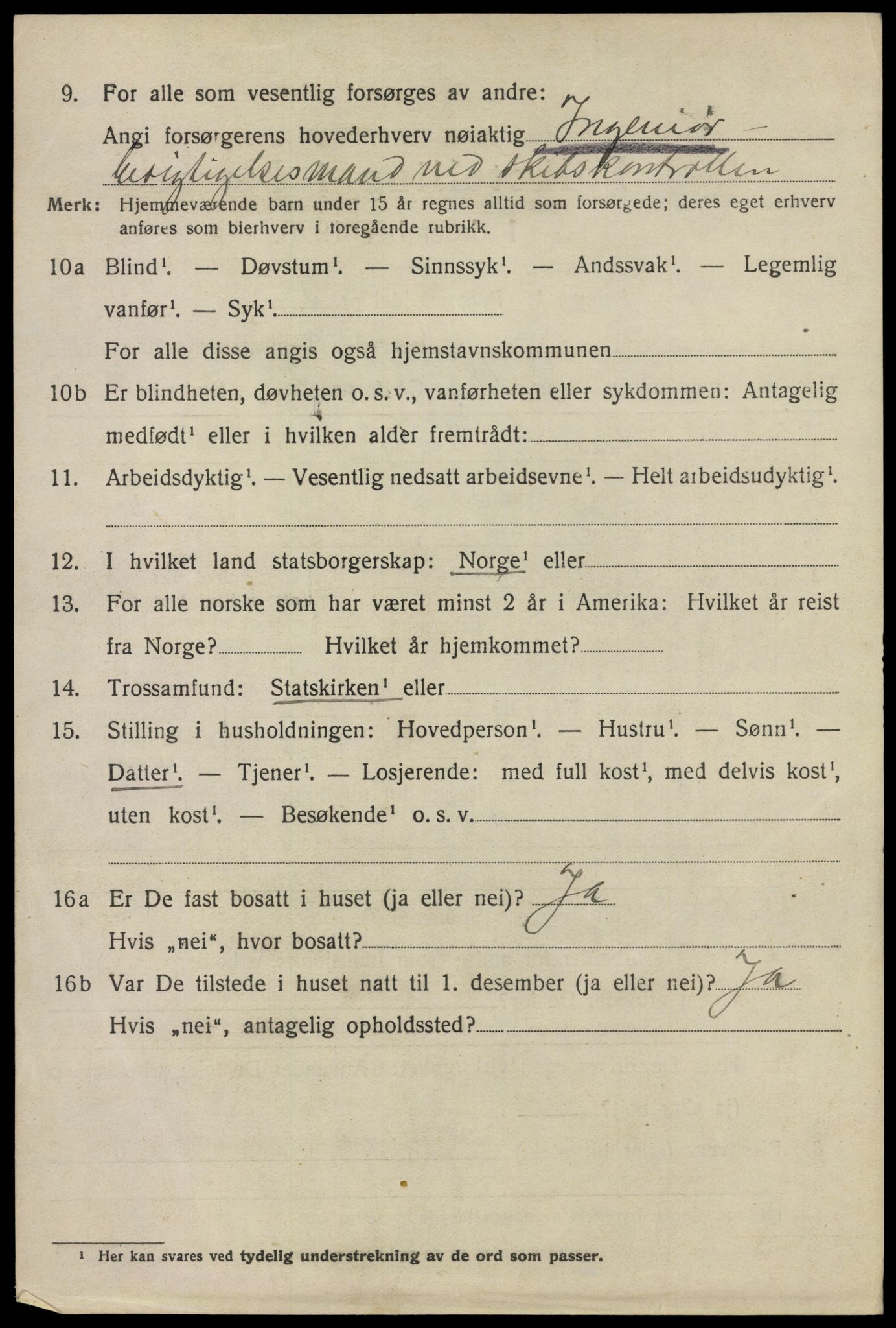 SAO, 1920 census for Moss land district, 1920, p. 3194