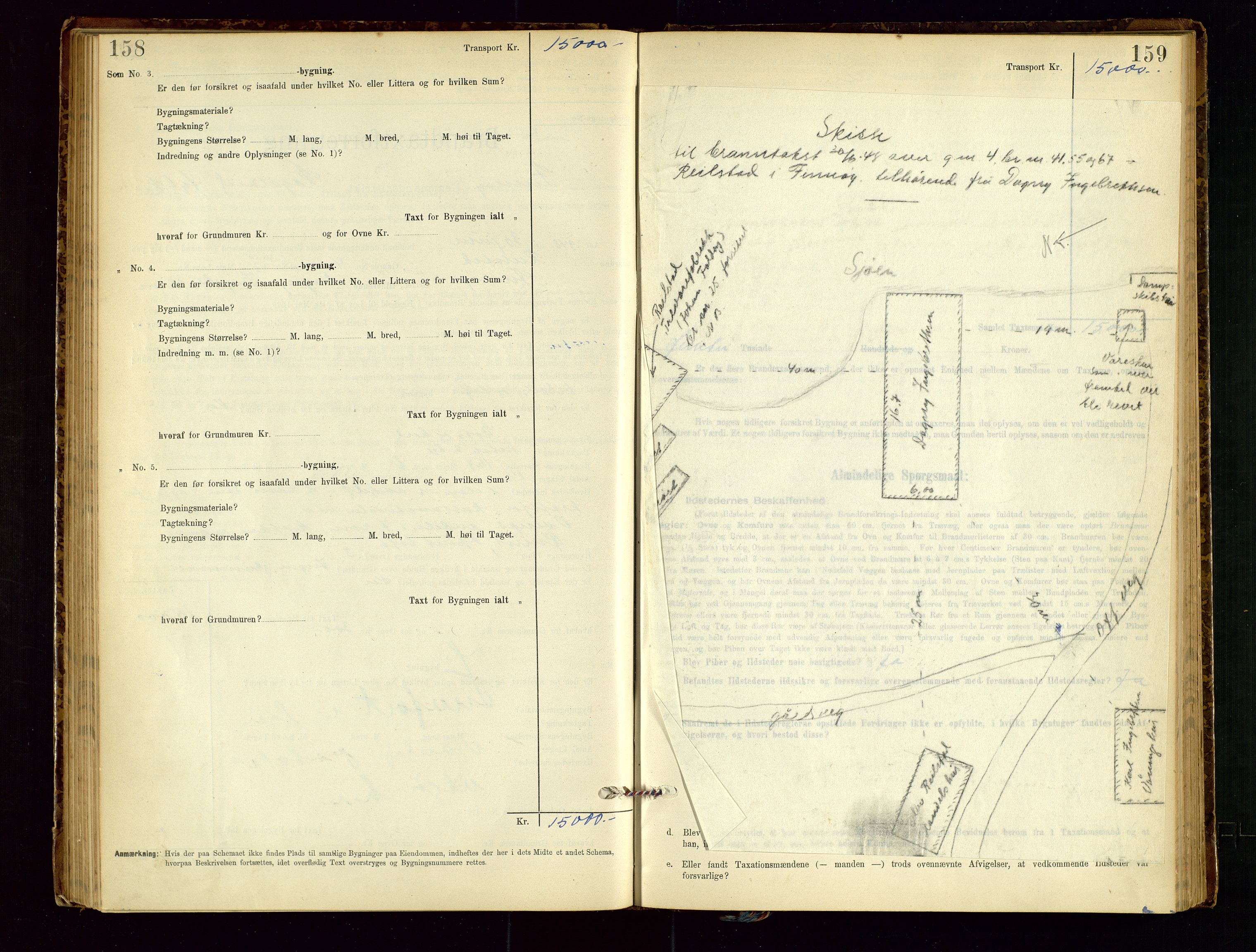 Finnøy lensmannskontor, SAST/A-100442/Goa/L0003: Branntakstprotokoll - skjemaprotokoll, 1896-1954, p. 158-159