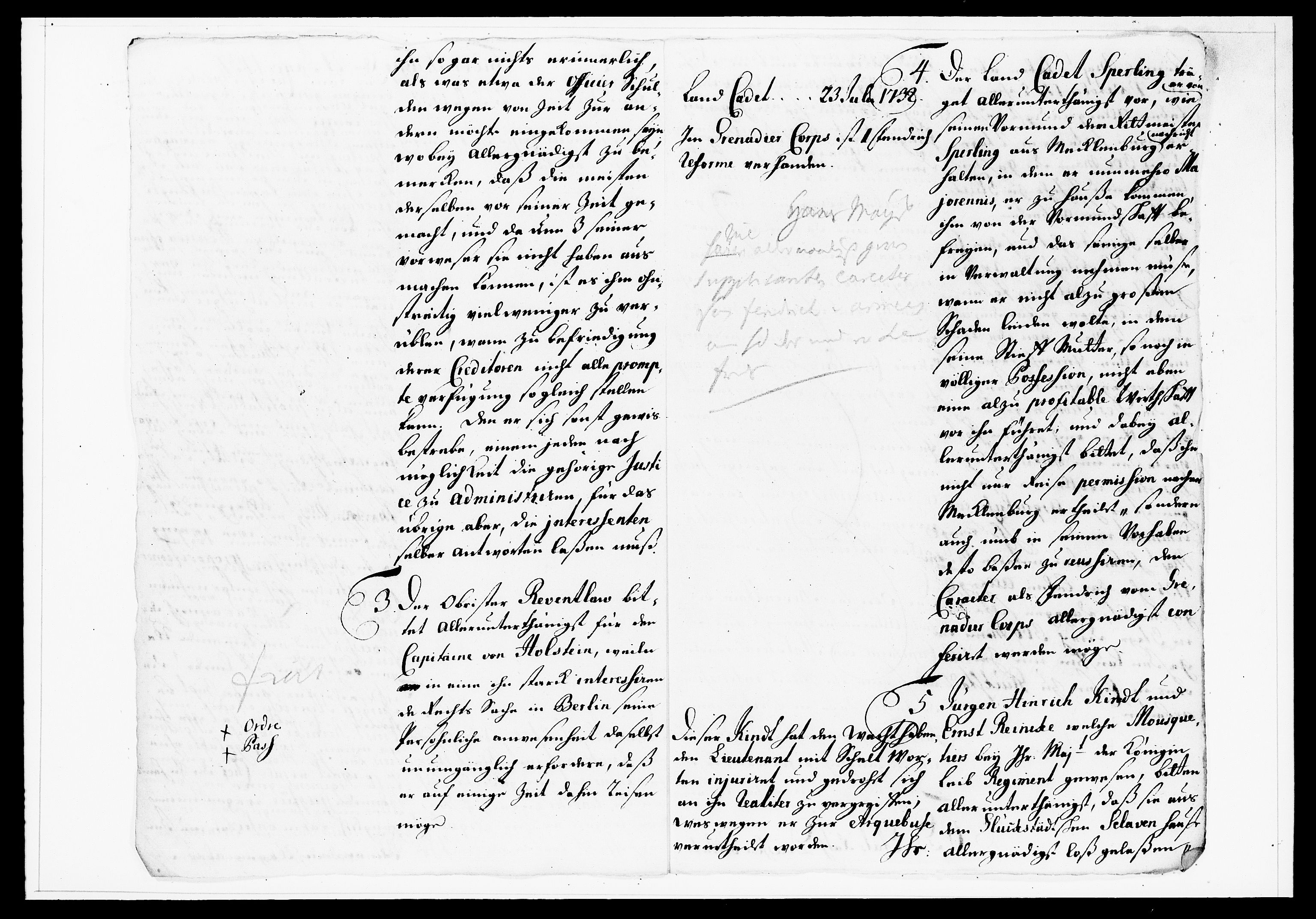 Krigskollegiet, Krigskancelliet, DRA/A-0006/-/1138-1142: Refererede sager, 1737, p. 23
