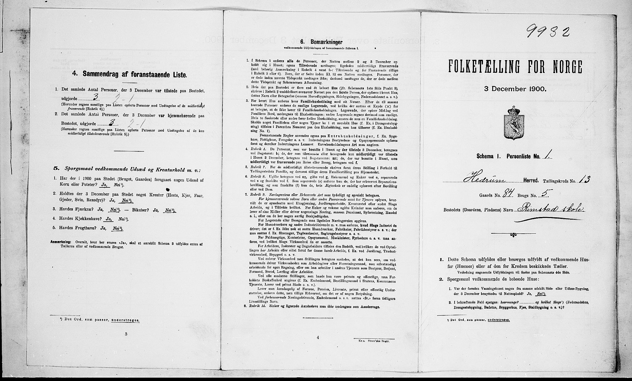 RA, 1900 census for Hedrum, 1900, p. 1141