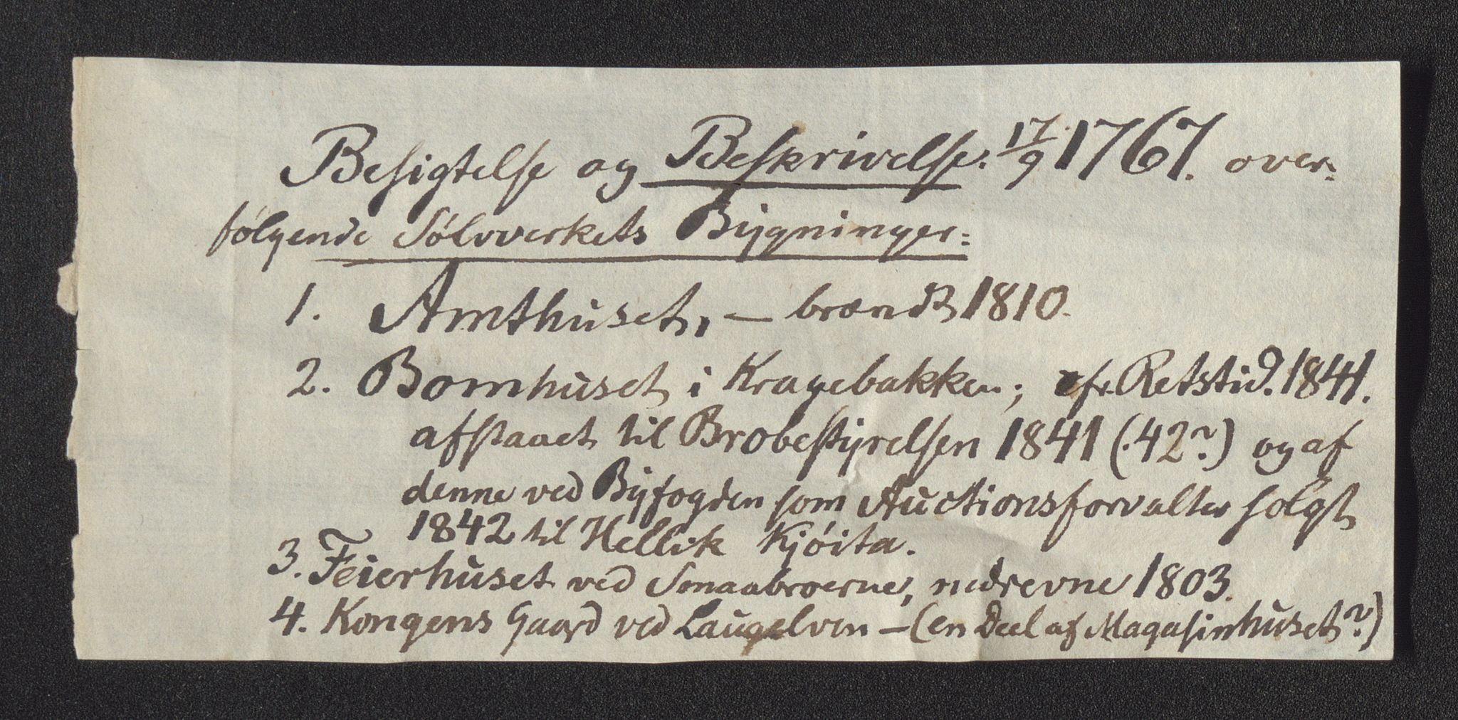 Kongsberg Sølvverk 1623-1816, SAKO/EA-3135/001/D/Dm/L0004: Beskrivelser over Sølvverkets og bergstadens bygninger (til dels med personopplysninger), 1630-1803, p. 285