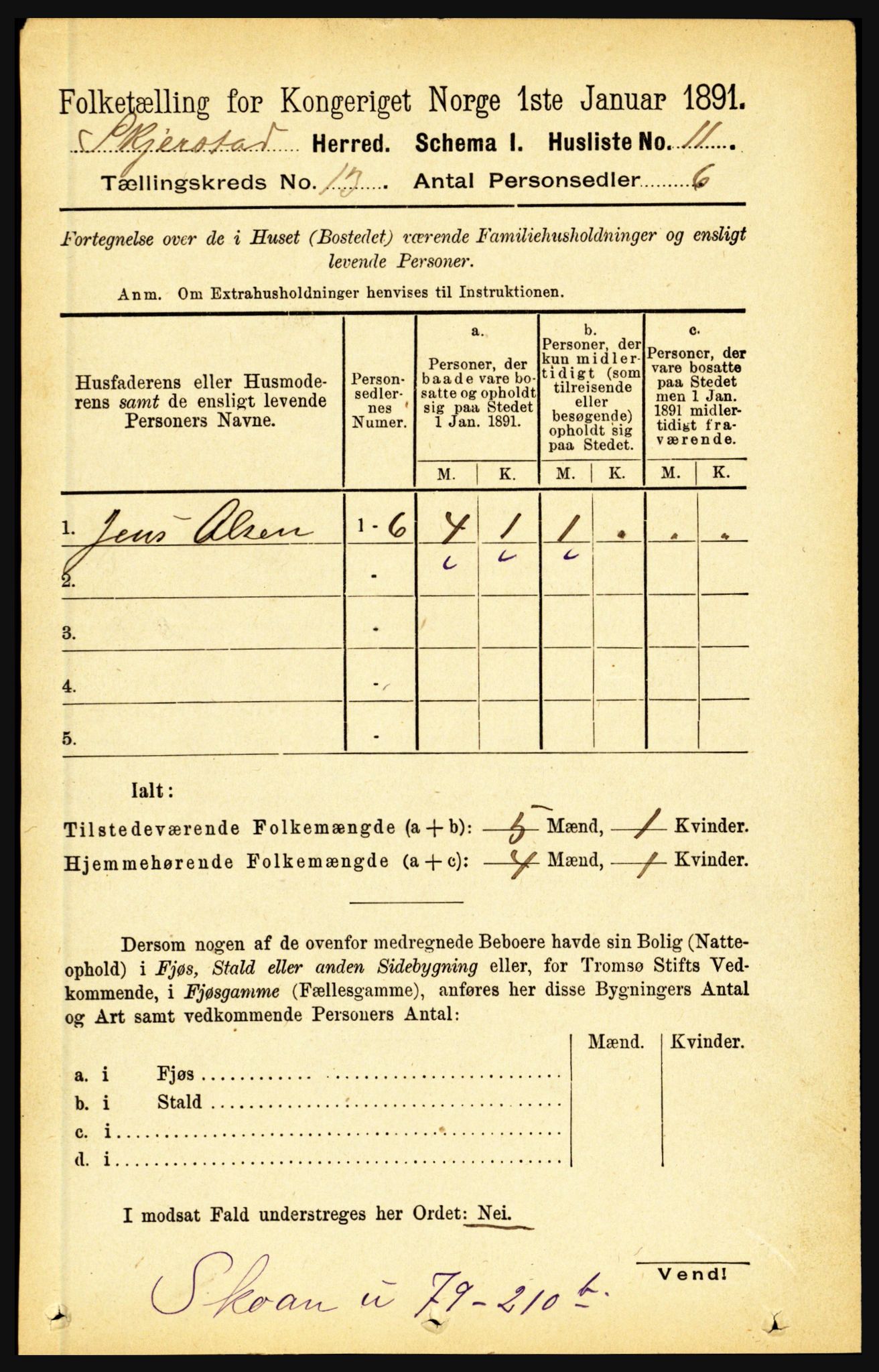 RA, 1891 census for 1842 Skjerstad, 1891, p. 4322