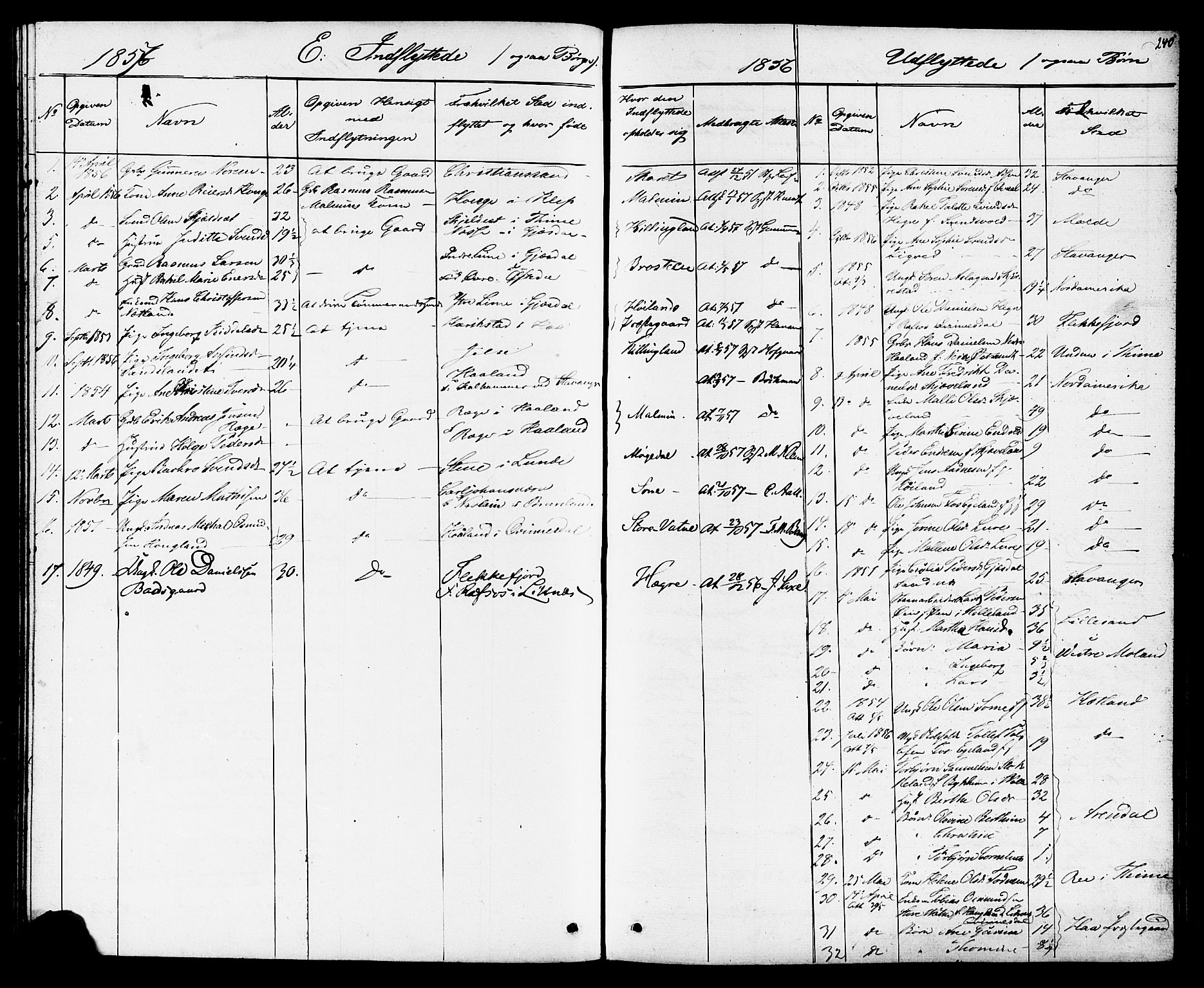 Høyland sokneprestkontor, AV/SAST-A-101799/001/30BB/L0001: Parish register (copy) no. B 1, 1854-1873, p. 240