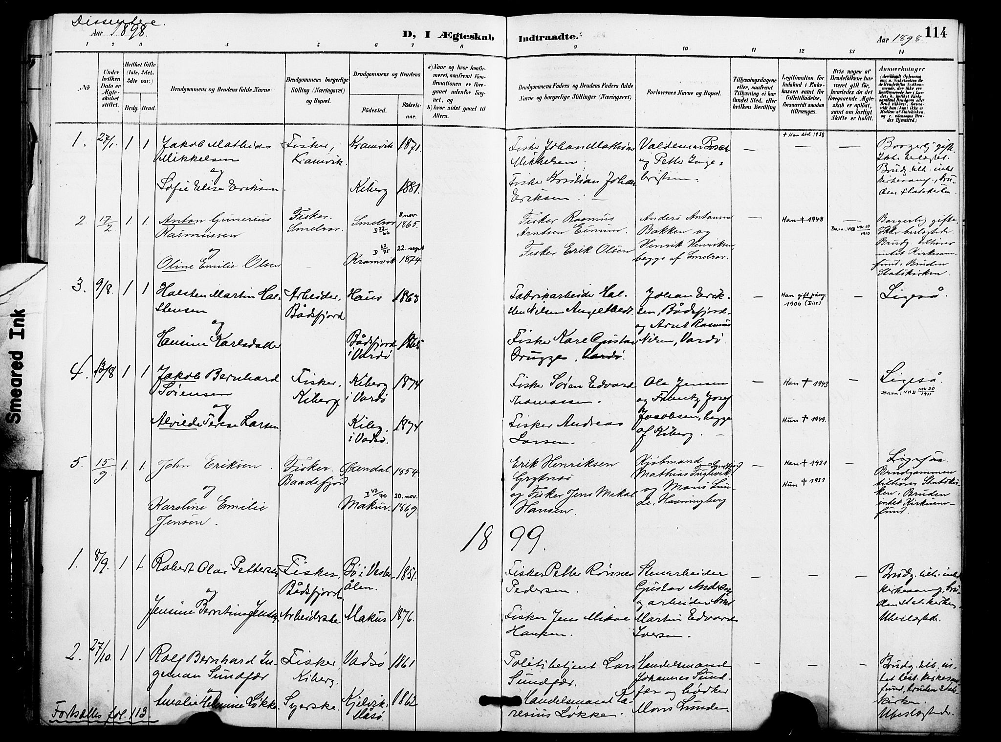 Vardø sokneprestkontor, SATØ/S-1332/H/Ha/L0009kirke: Parish register (official) no. 9, 1887-1898, p. 114