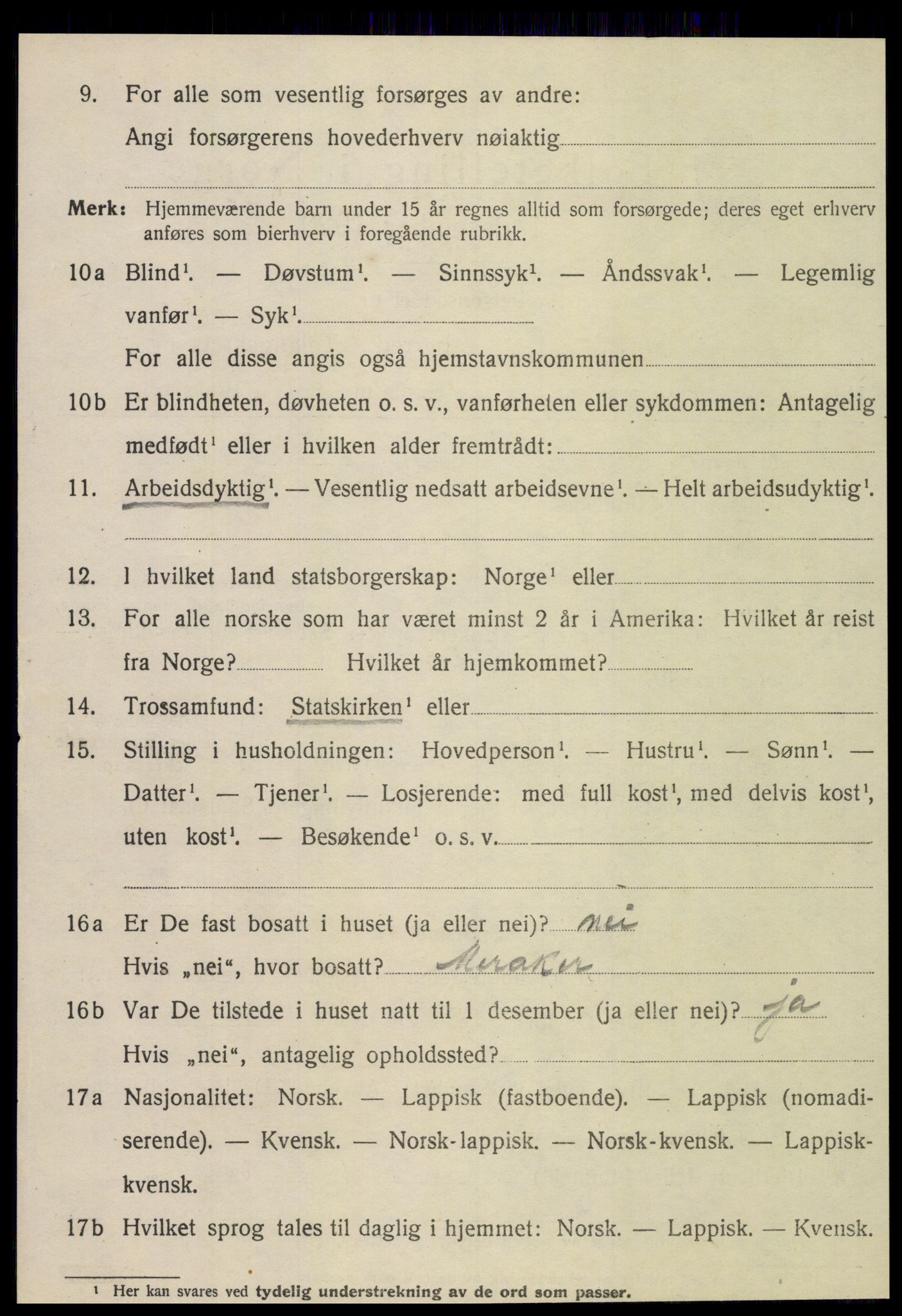 SAT, 1920 census for Meråker, 1920, p. 6205