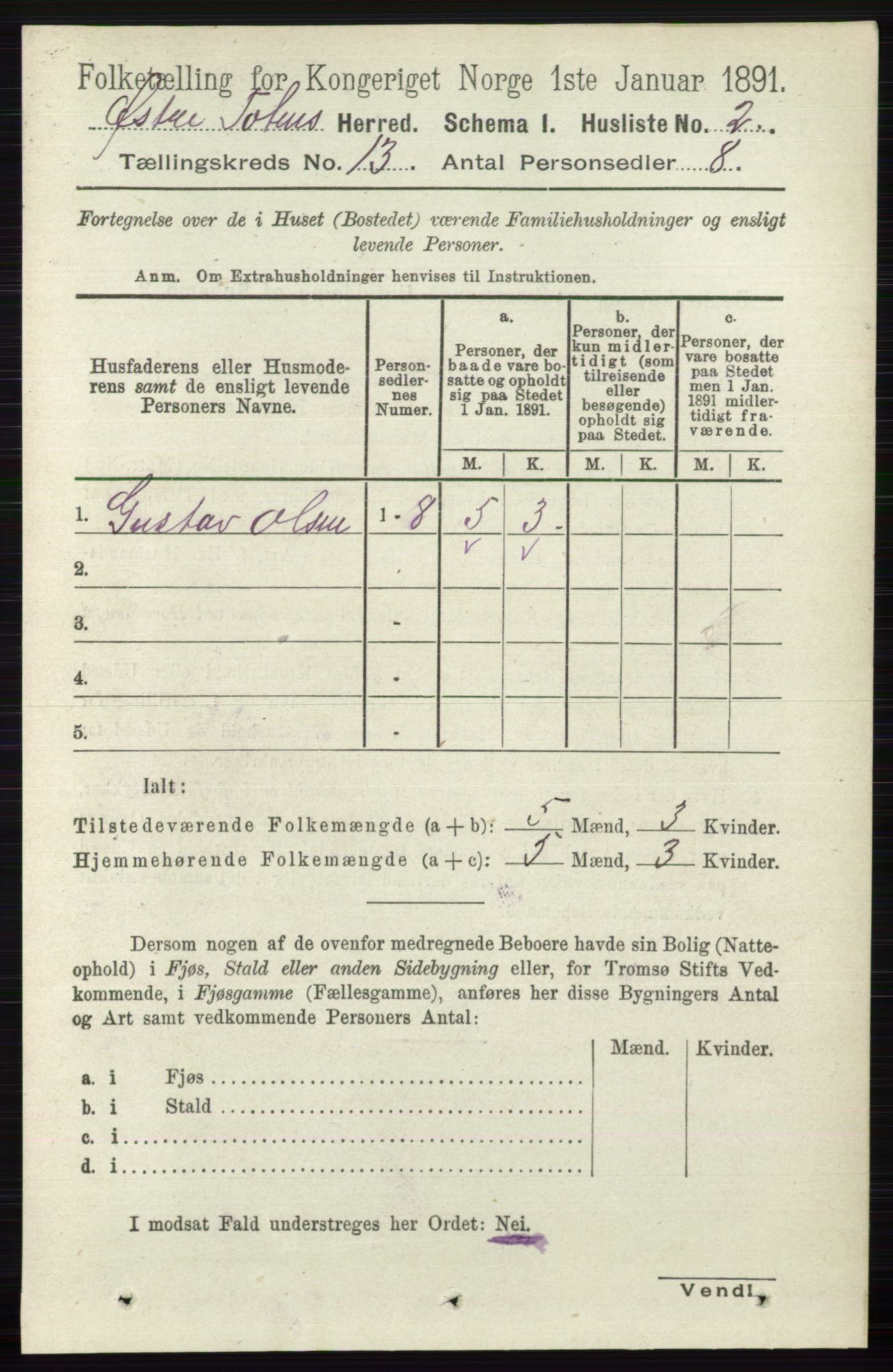 RA, 1891 census for 0528 Østre Toten, 1891, p. 8340