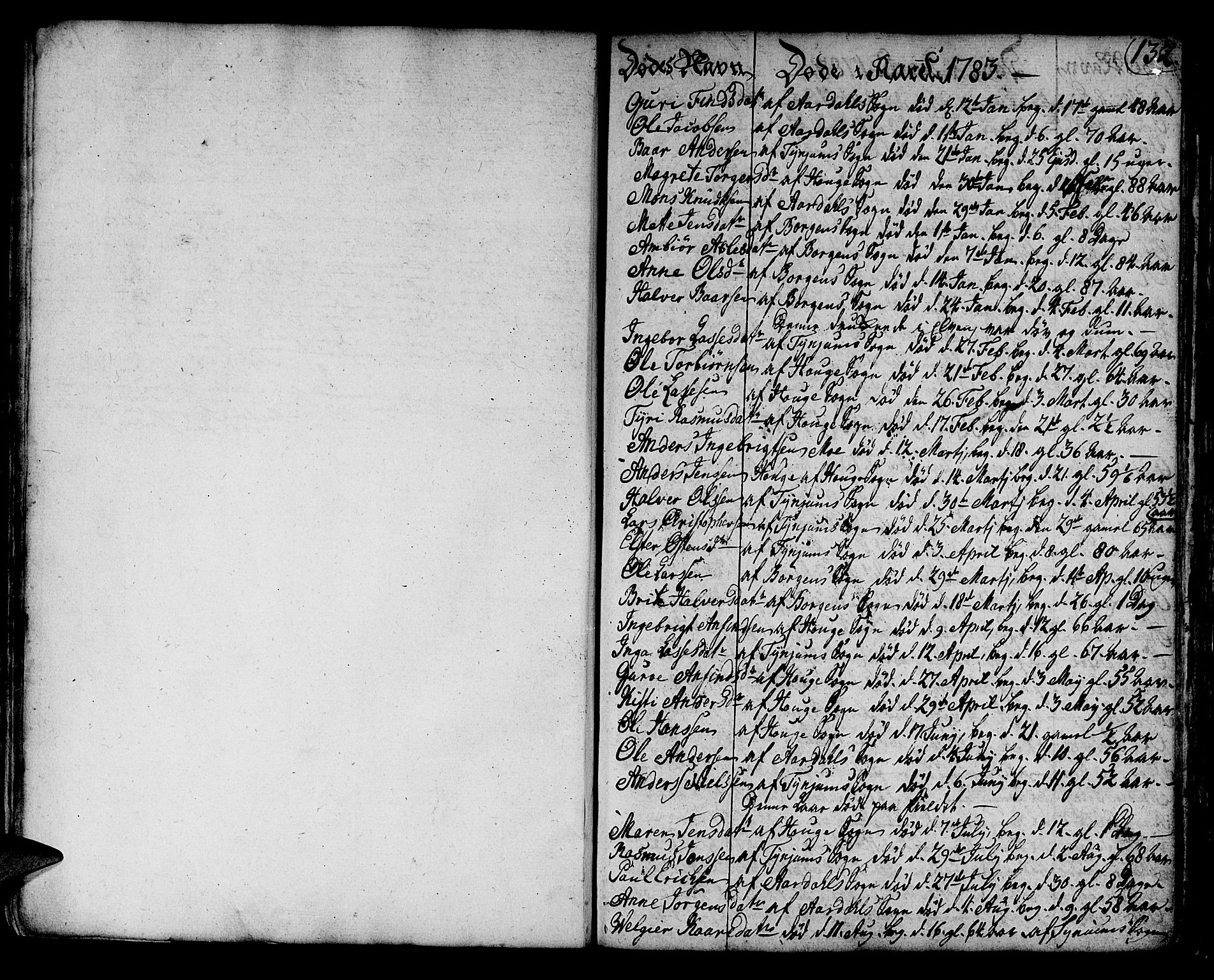 Lærdal sokneprestembete, SAB/A-81201: Parish register (official) no. A 3, 1783-1804, p. 132