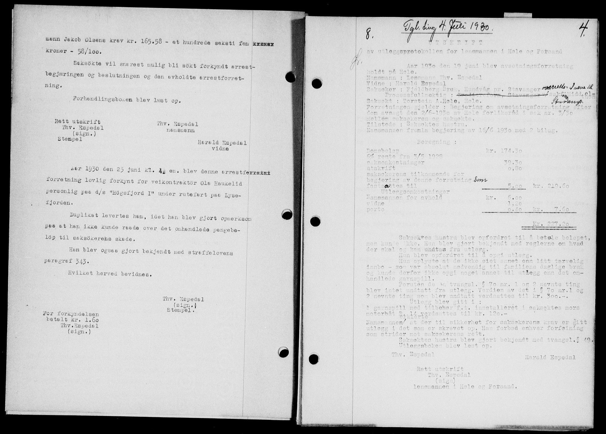 Ryfylke tingrett, SAST/A-100055/001/II/IIB/L0061: Mortgage book no. 40, 1930-1931, Deed date: 04.07.1930