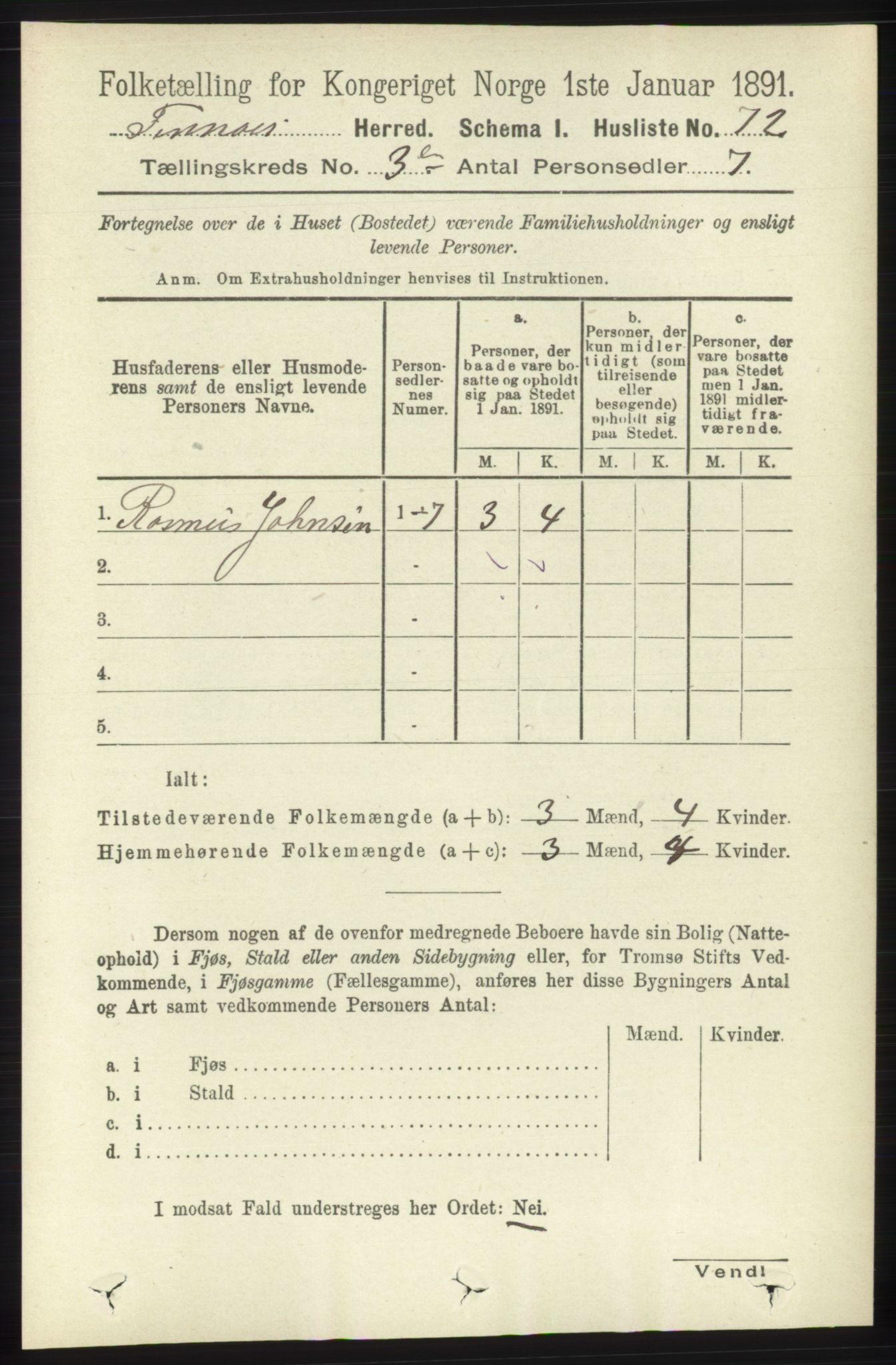 RA, 1891 census for 1218 Finnås, 1891, p. 1105